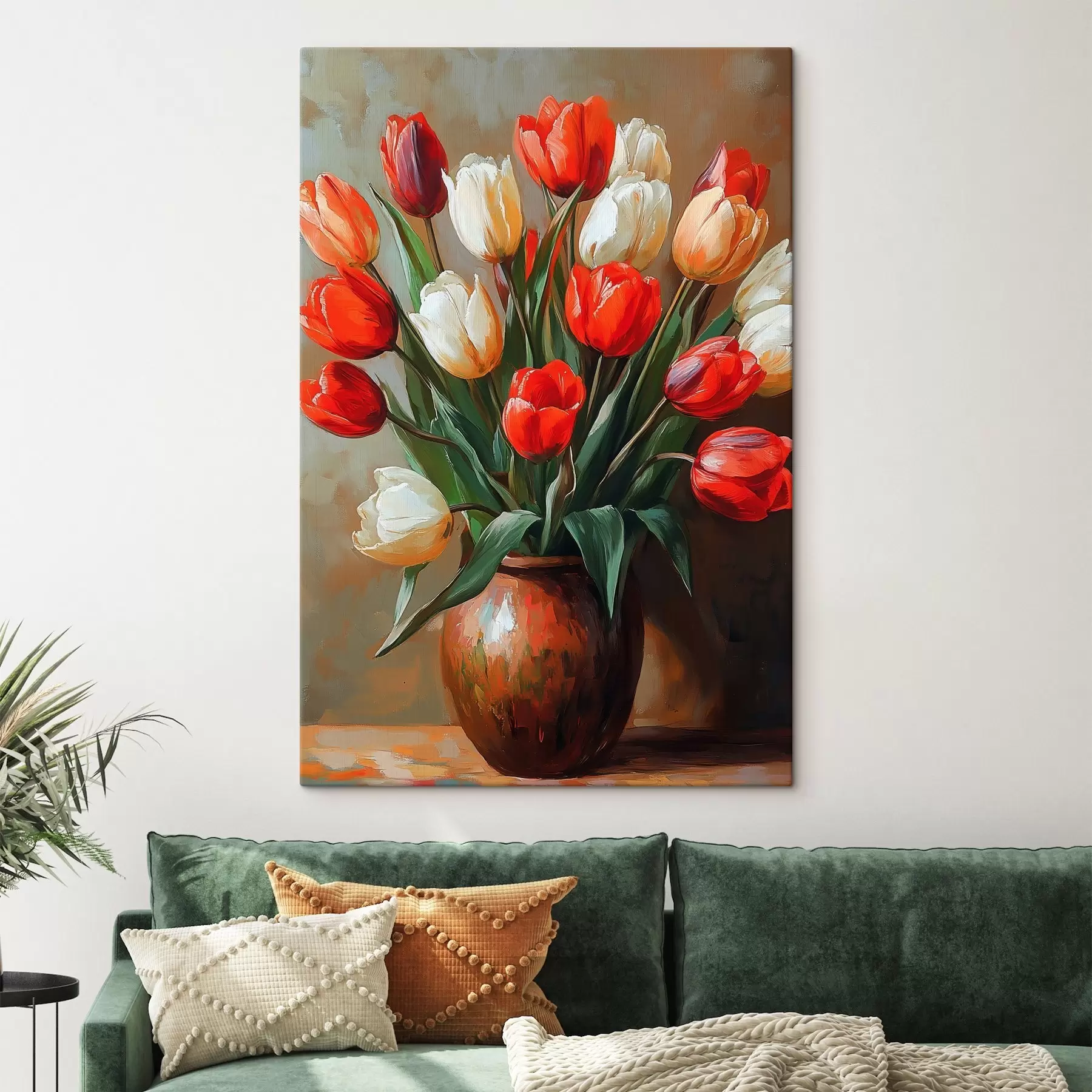  Schilderijen Boeket van rode en witte tulpen s42981