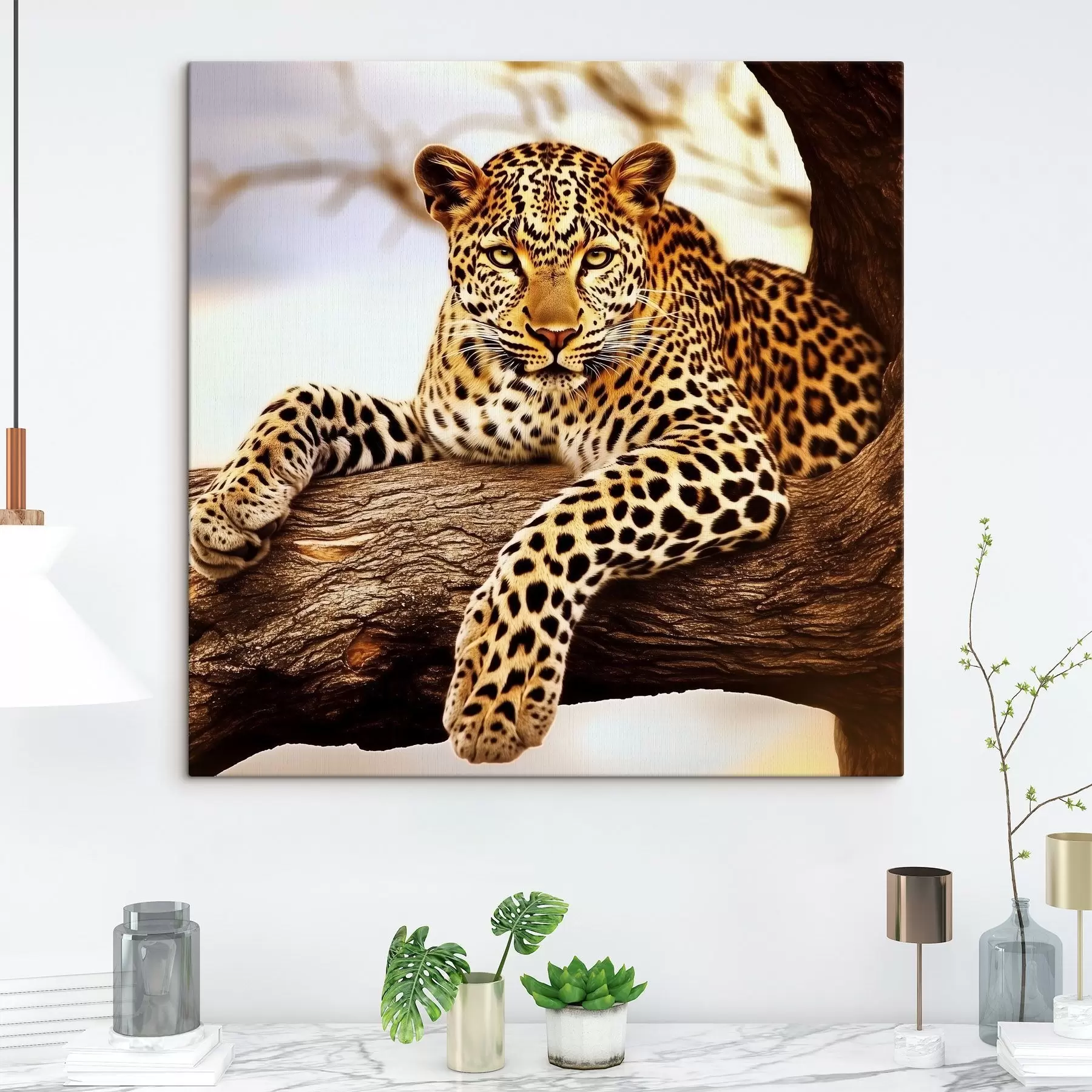 Fotobehang Luipaard op een boom s42984