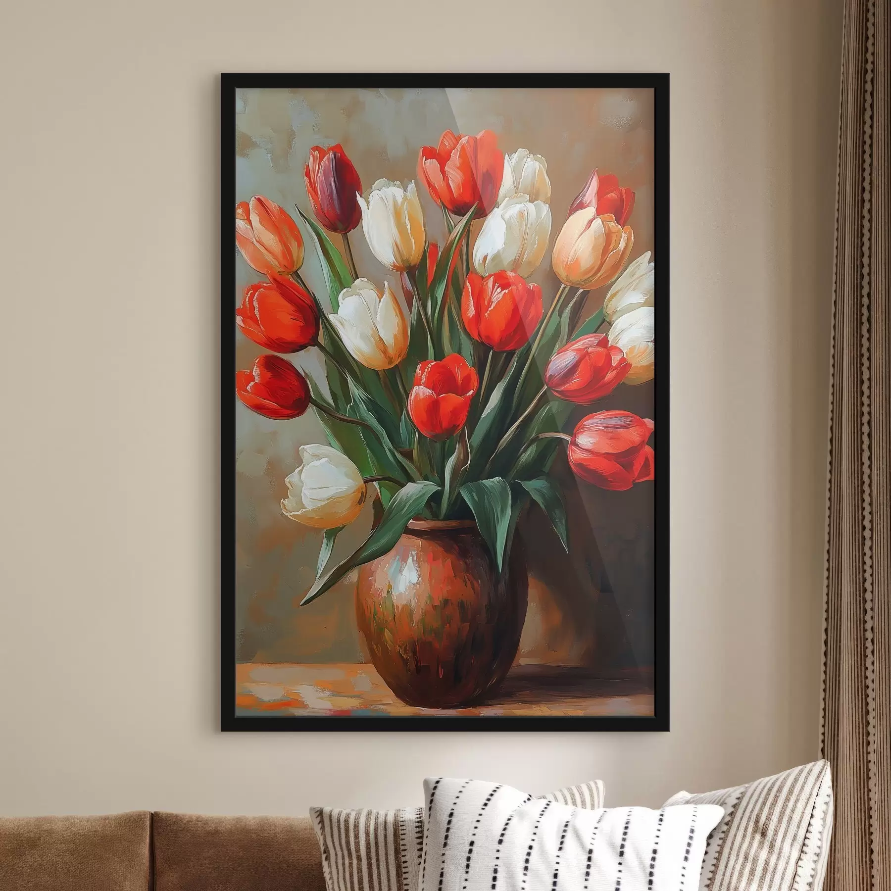 Fotobehang Boeket van rode en witte tulpen f42981