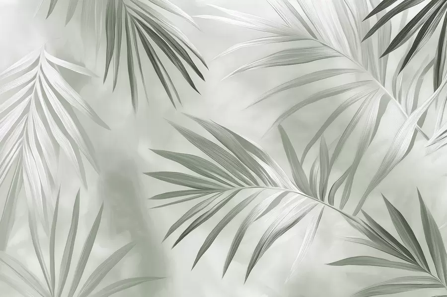 Fotobehang Groene palmbladeren op wit w03153v2