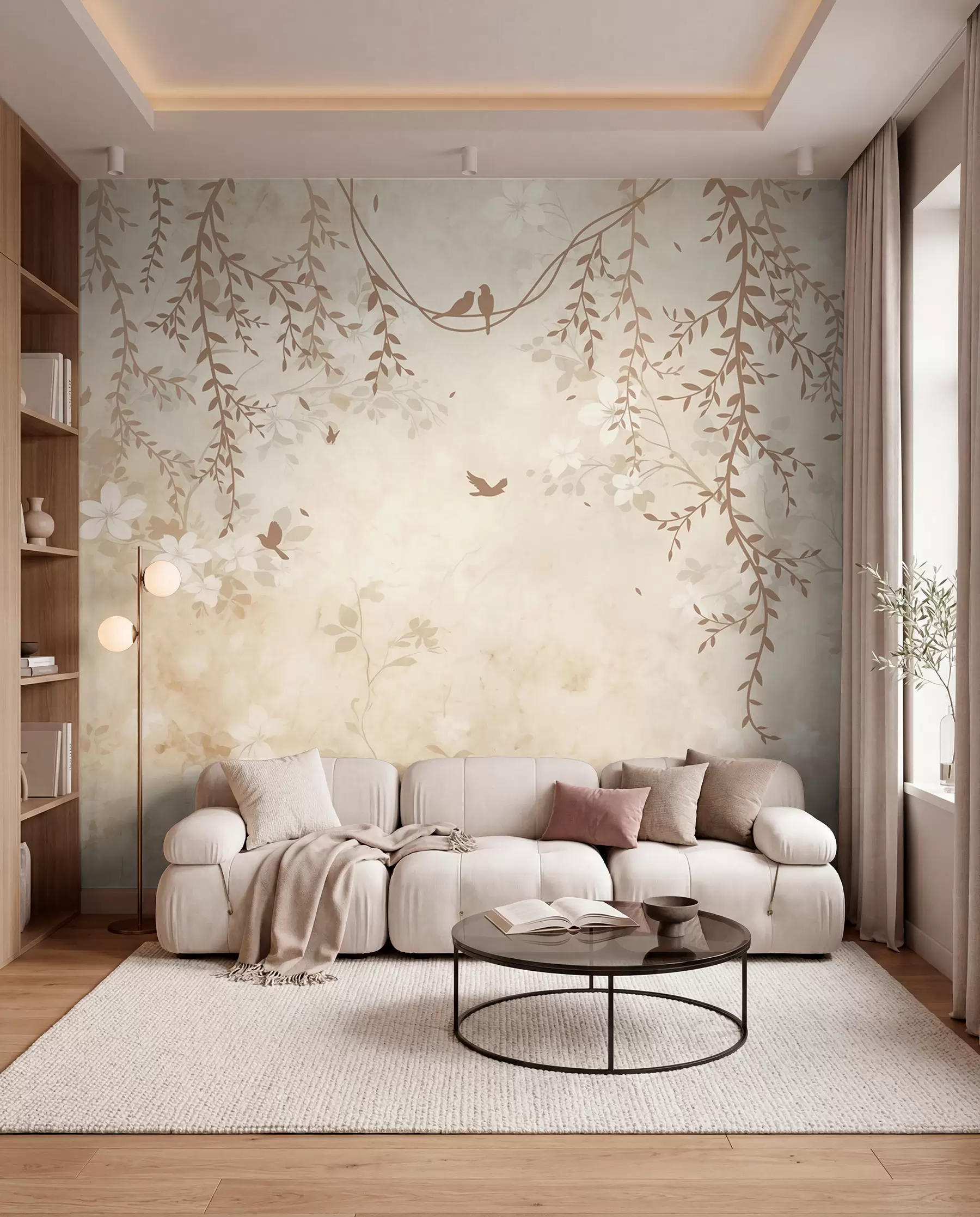 Fotobehang Vogels in hangend loof w08809