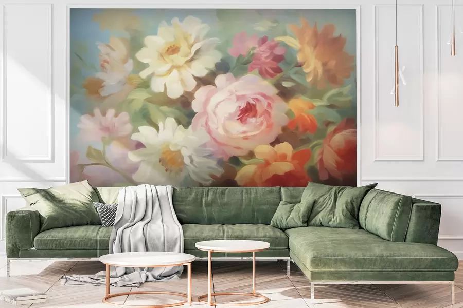 Fotobehang Vintage kleurrijke bloemen w03219