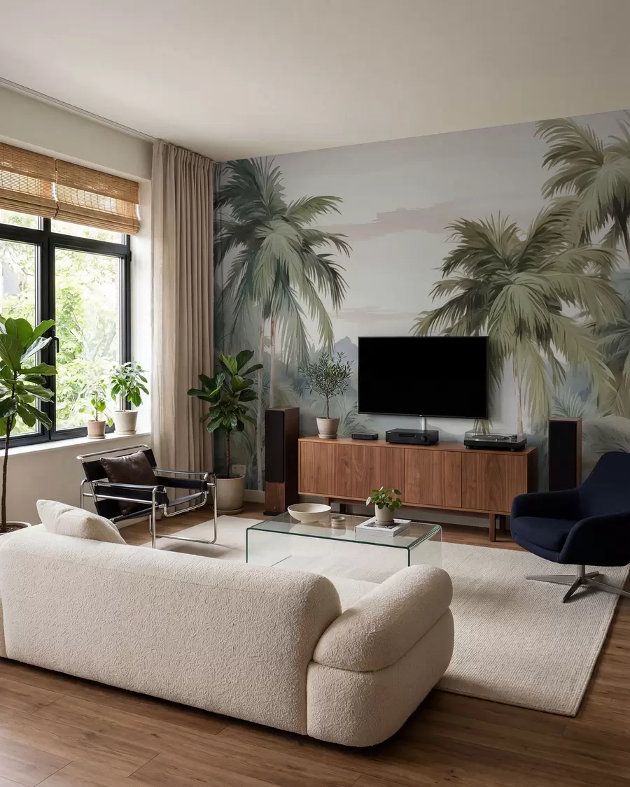 Fotobehang Geschilderd palmenbos w03267