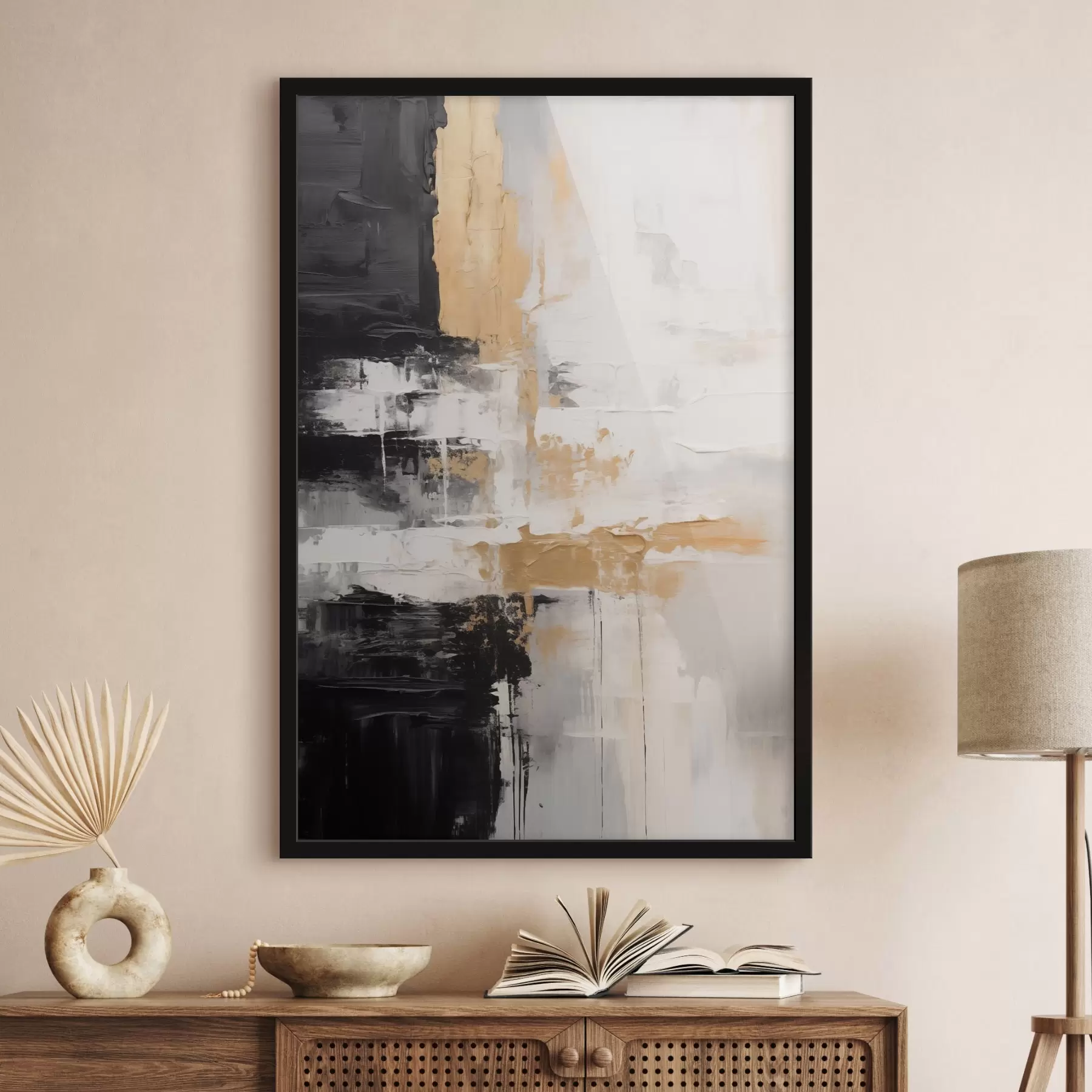 Fotobehang Abstracte compositie in zwart, wit f43138