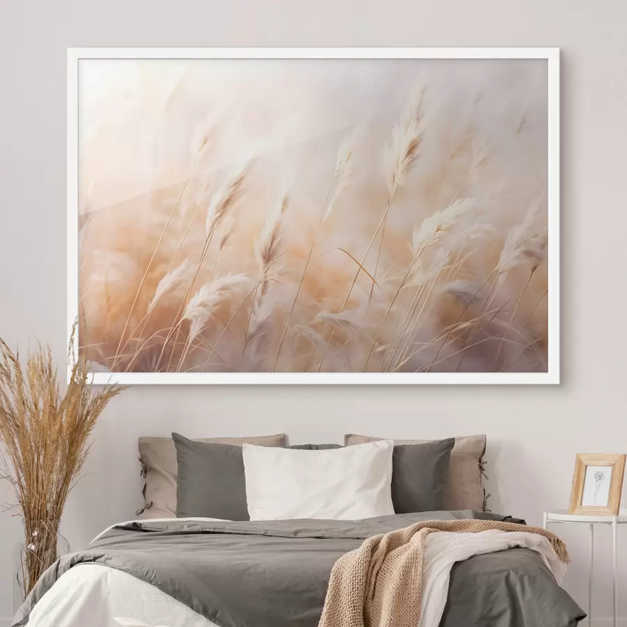 Fotobehang Pampasgras met een zacht, diffuus licht, waardoor een warme, de achtergrond is een mix van pastelkleuren f43157