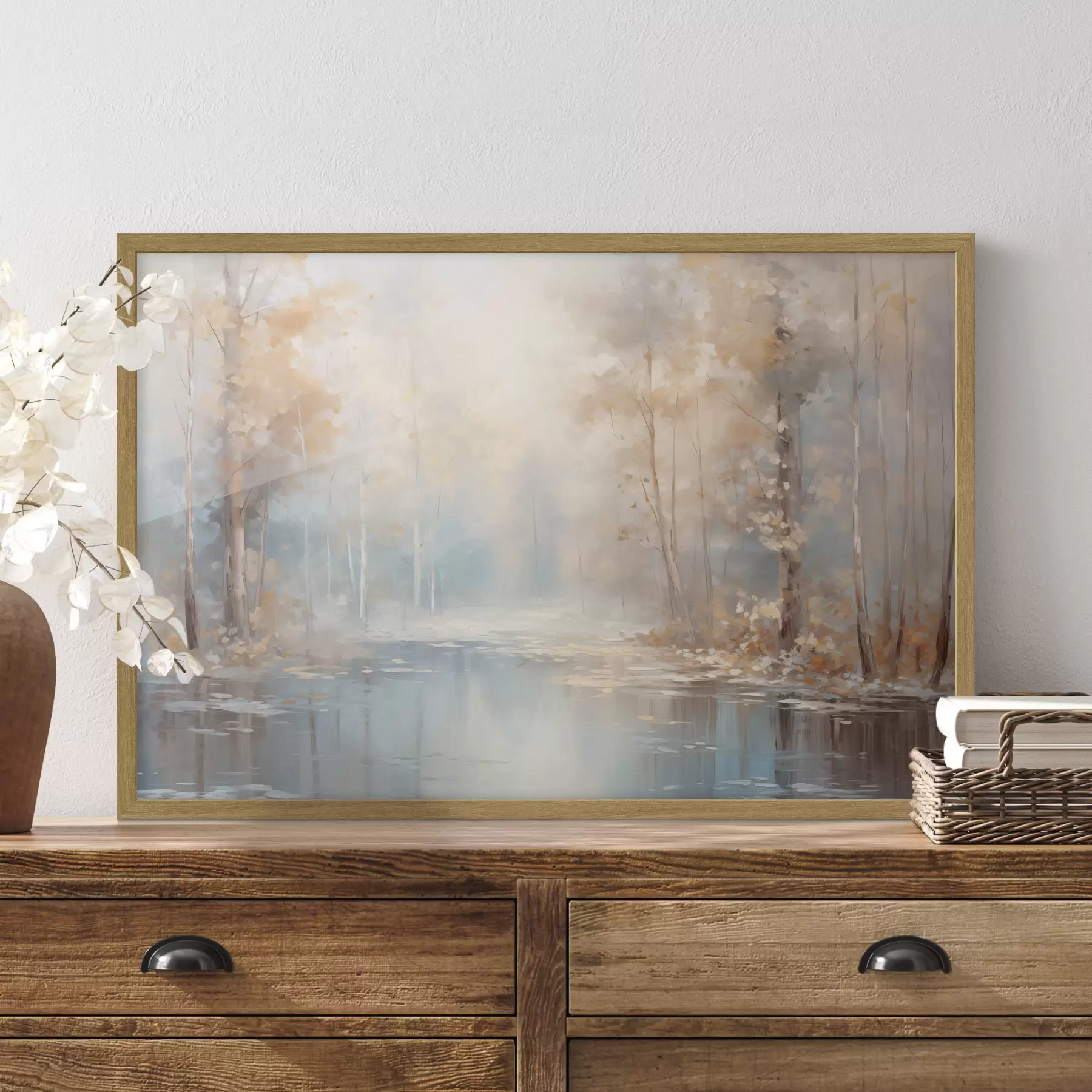 Fotobehang Herfstnevel boven de rivier f43167