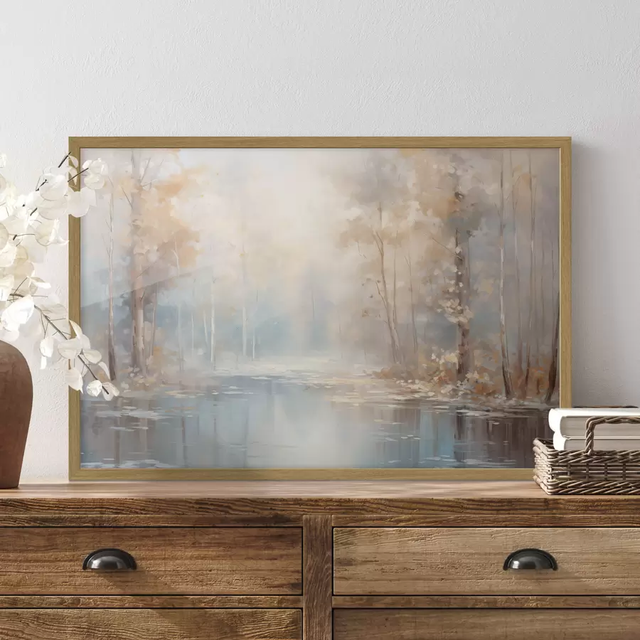 Fotobehang Herfstnevel boven de rivier f43167