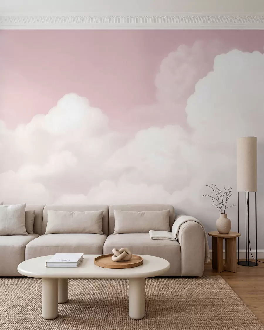 Fotobehang Wolken in poederroze w03301