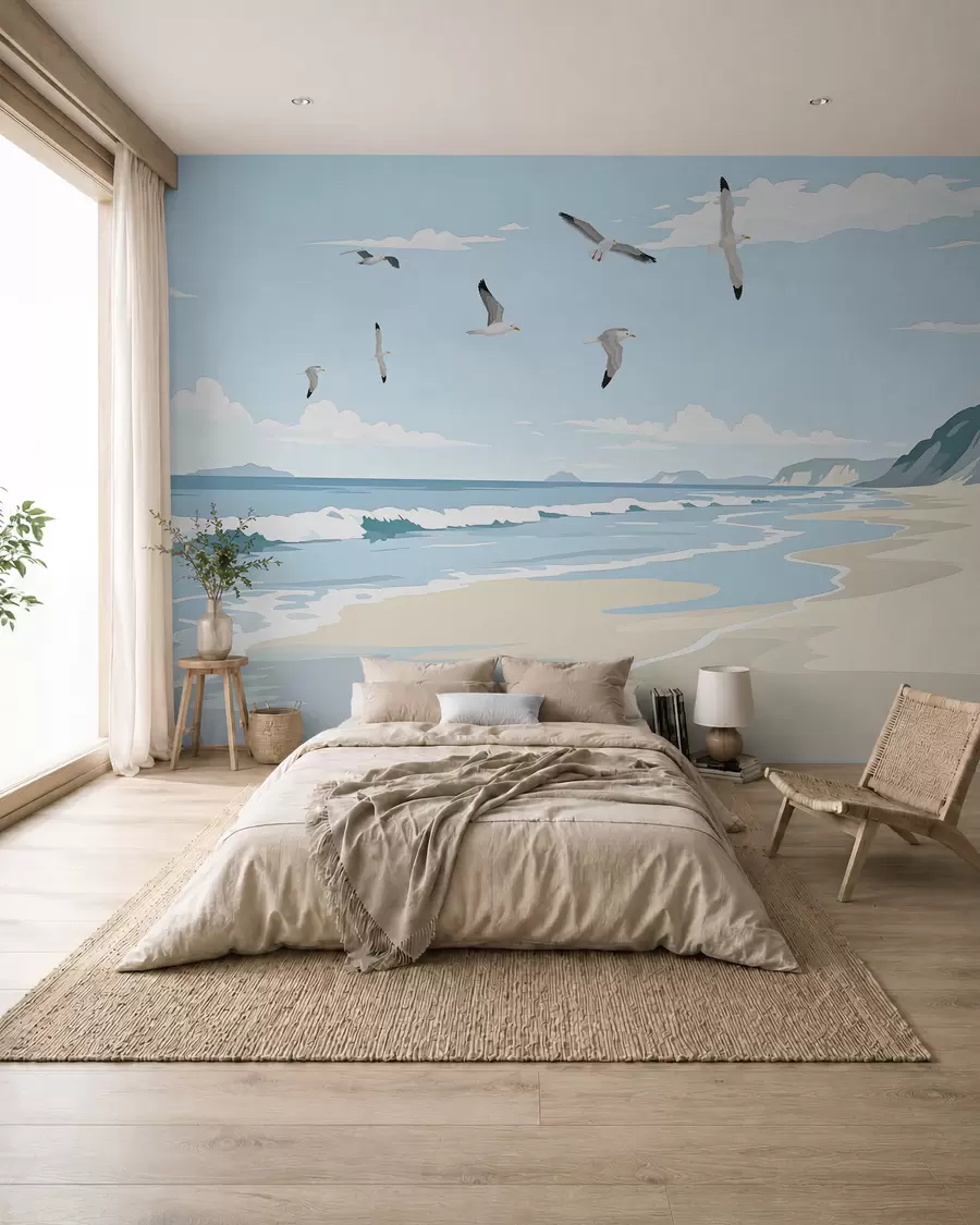Fotobehang Zeegezicht geschilderd met olieverf w03338