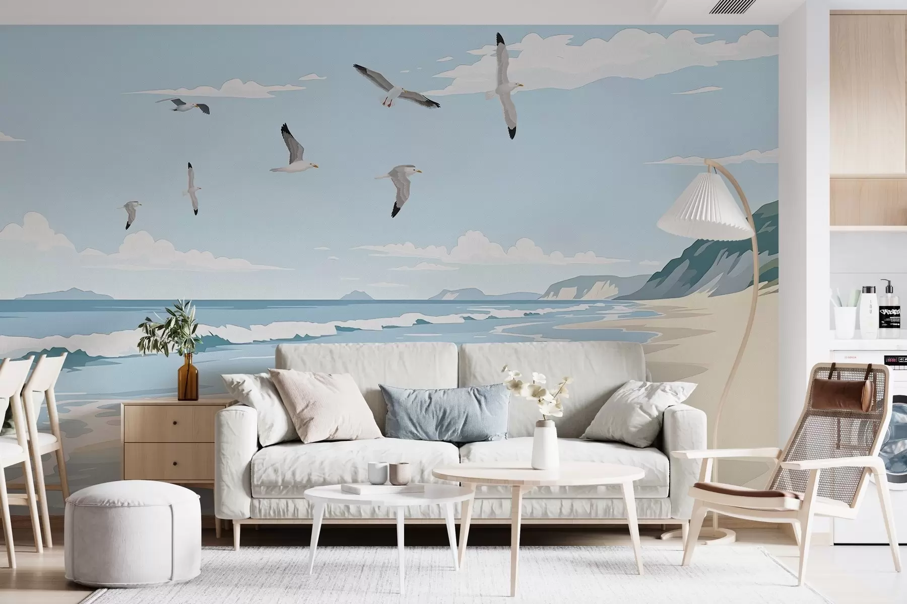 Fotobehang Zeegezicht geschilderd met olieverf w03338