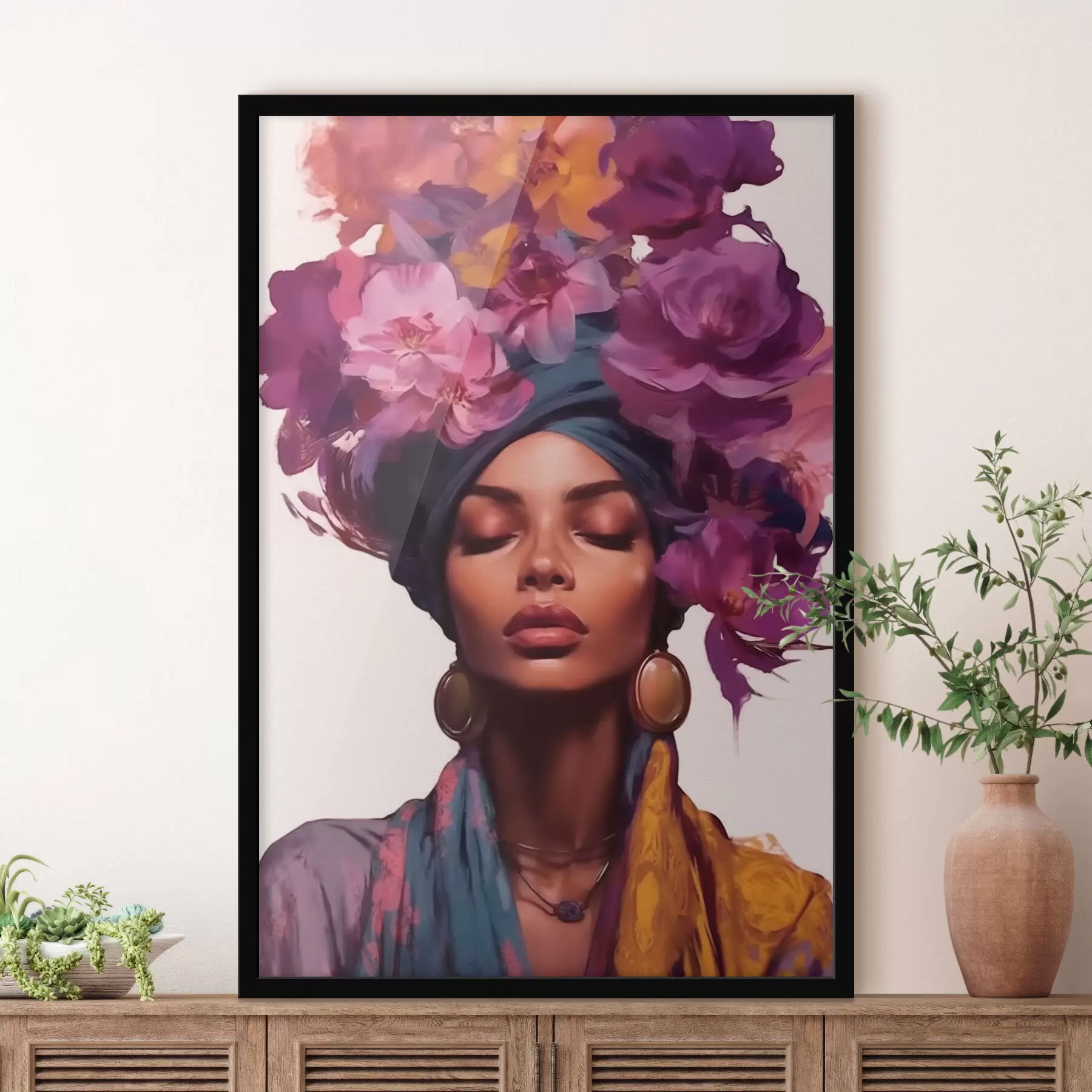 Fotobehang Mooie vrouw met bloemen f43040