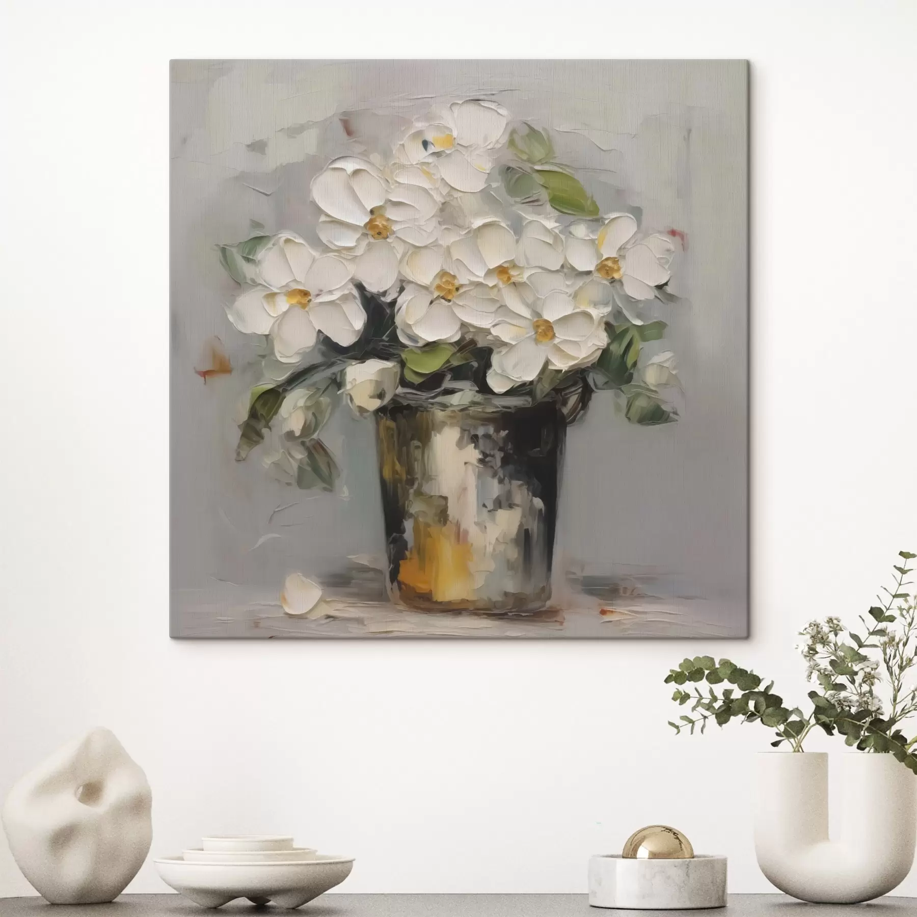  Schilderijen Bloemen in een emmer imitatie van schilderij s43228