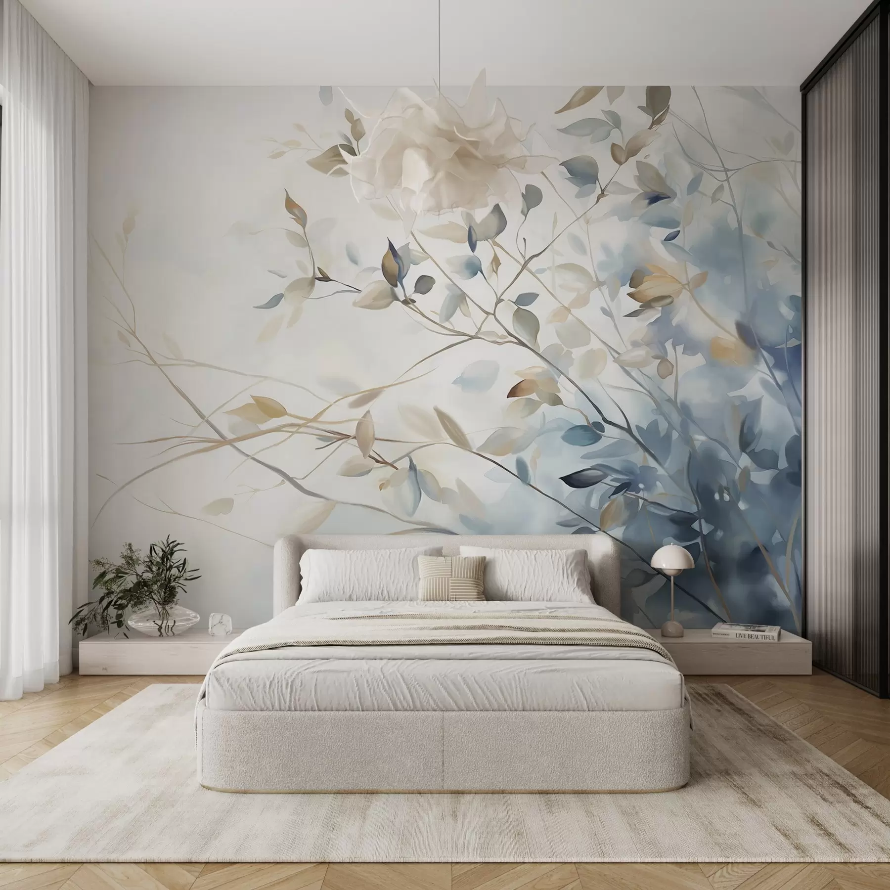 Fotobehang Blauwe takken w08900