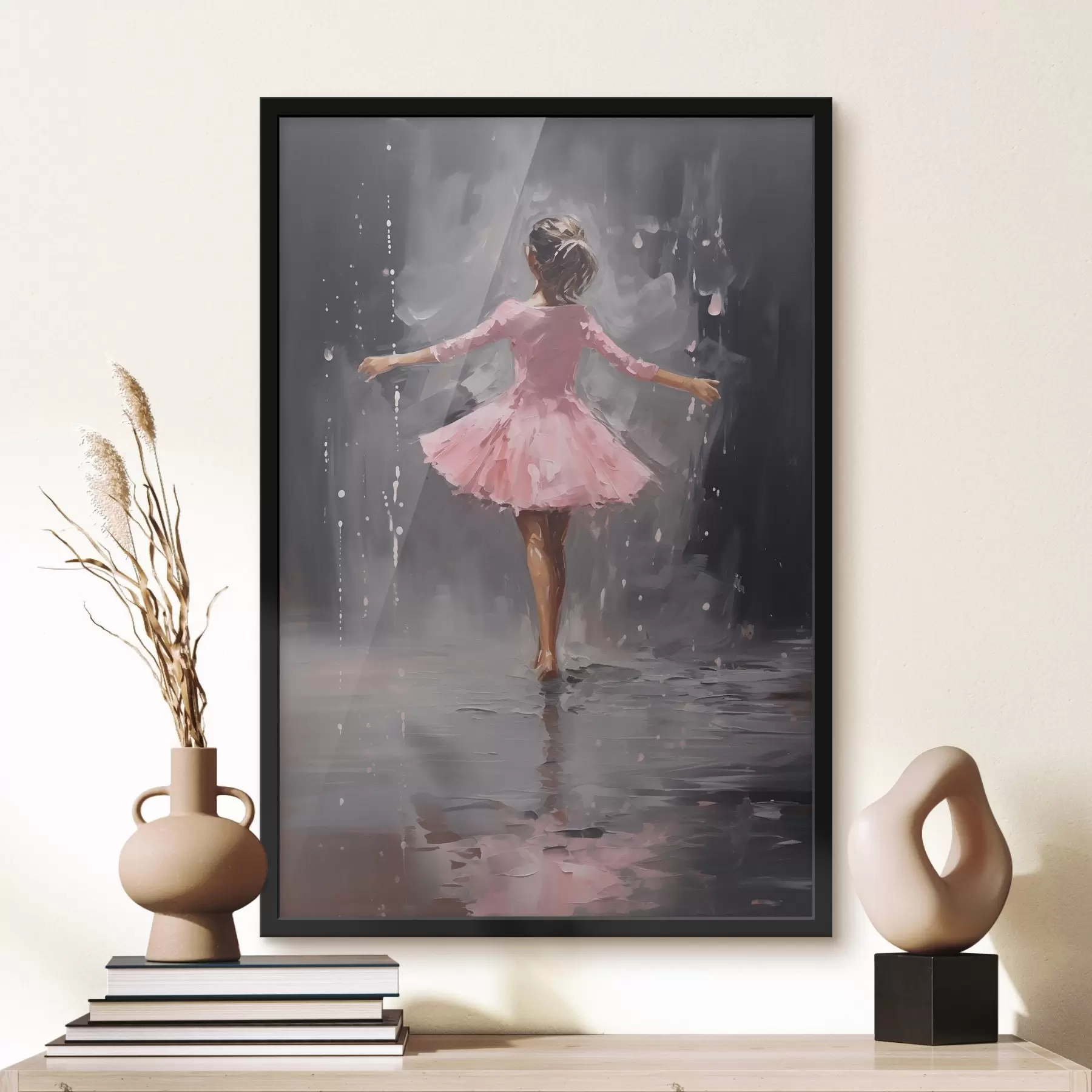  Schilderijen Mensen, meisje in roze jurk, imitatie olieverfschilderij f43258
