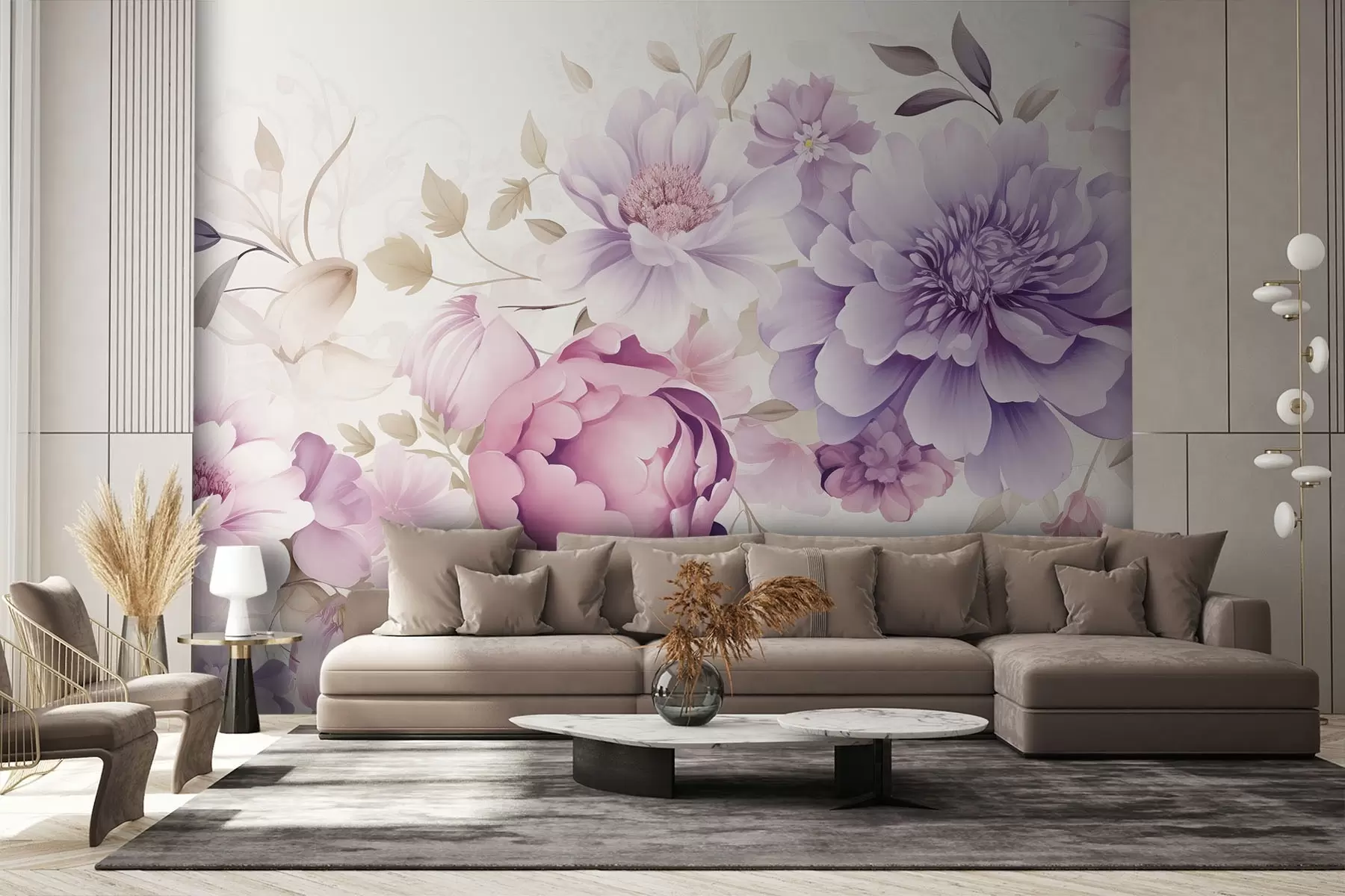 Fotobehang Grote roze bloemen w08905