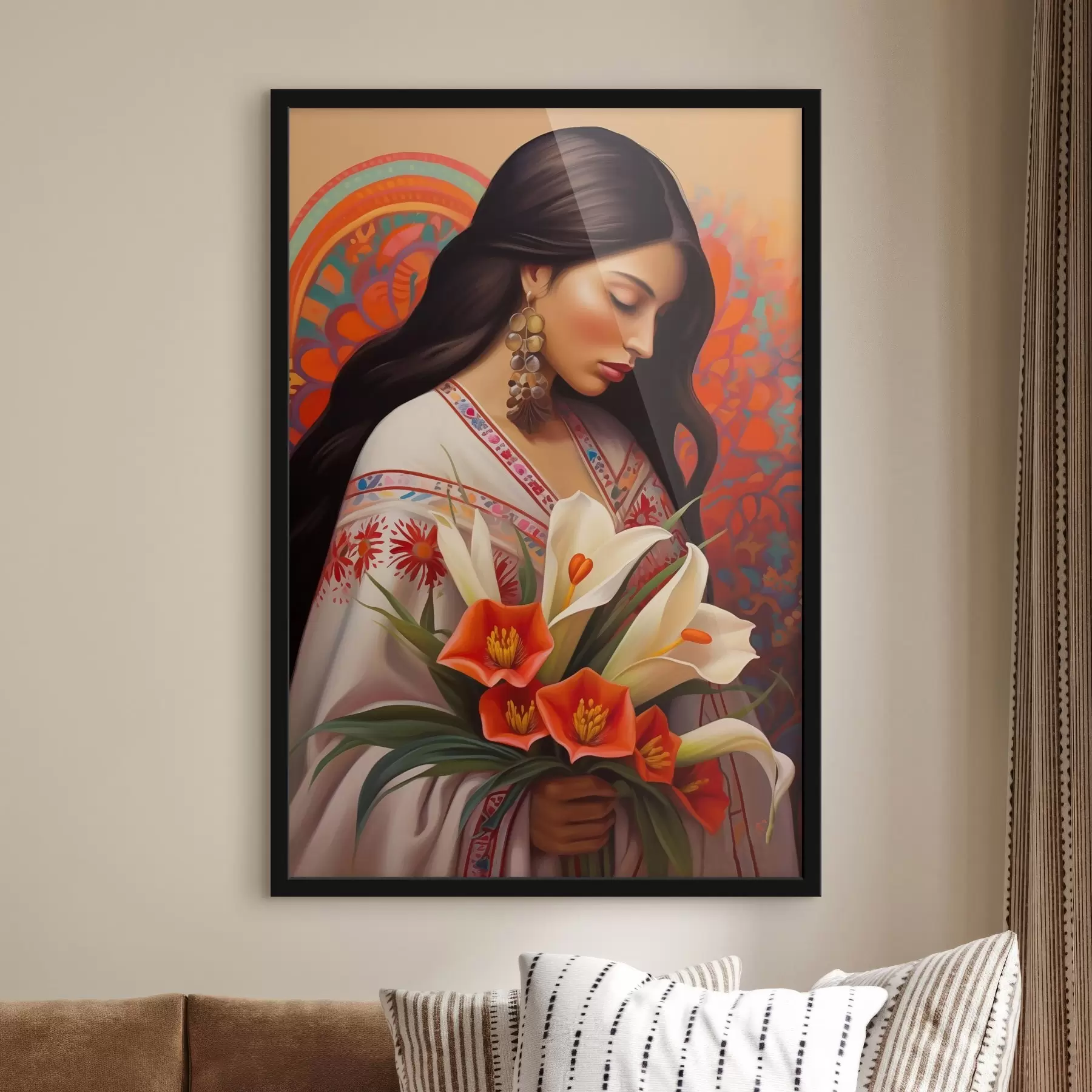 Fotobehang Traditionele afbeelding met een boeket lelies f43268