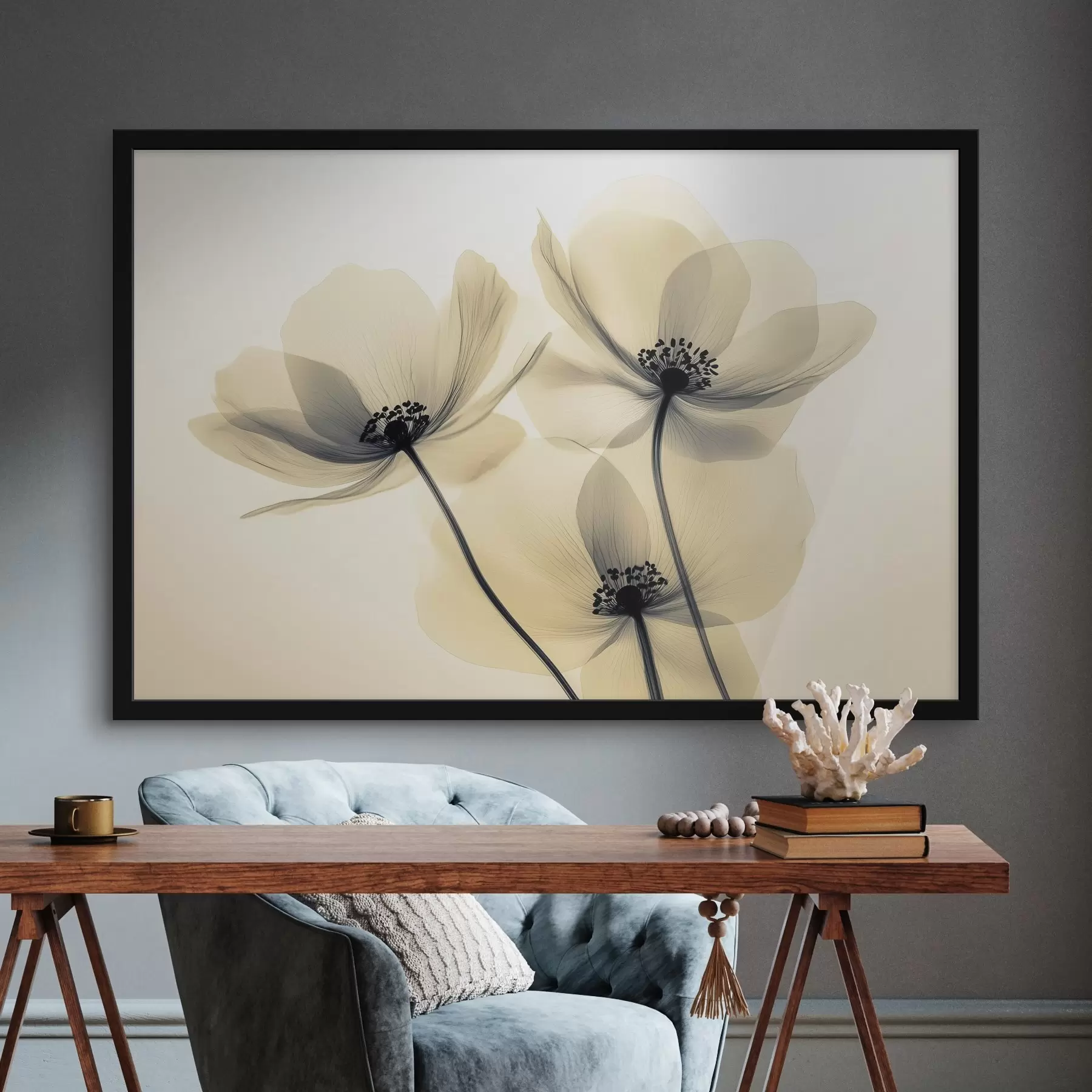 Fotobehang Delicate bloemen - klaprozen met doorschijnende bloemblaadjes f43316