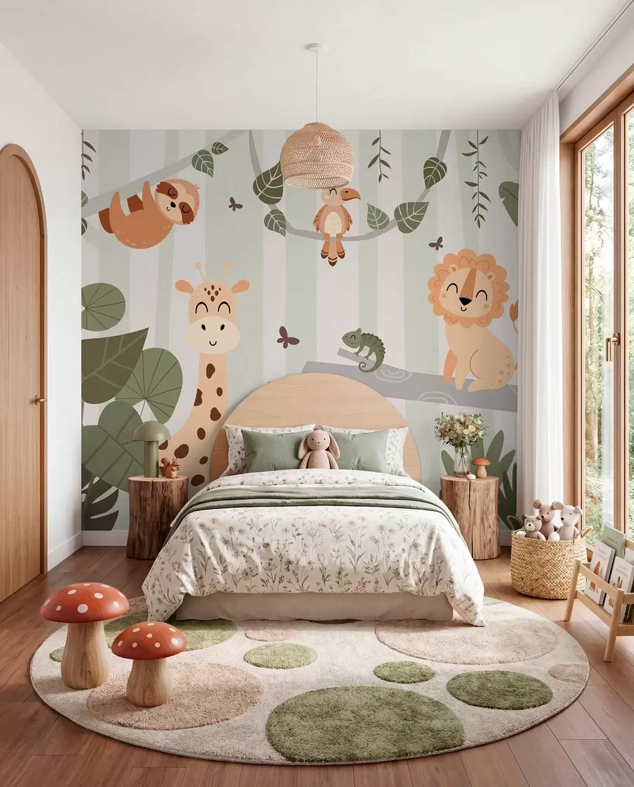 Fotobehang Landschap met tropische dieren w03376