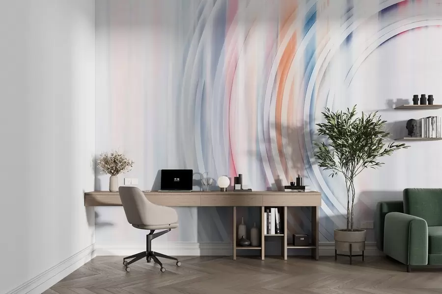 Fotobehang Abstracte chaotische ringen w08929v1