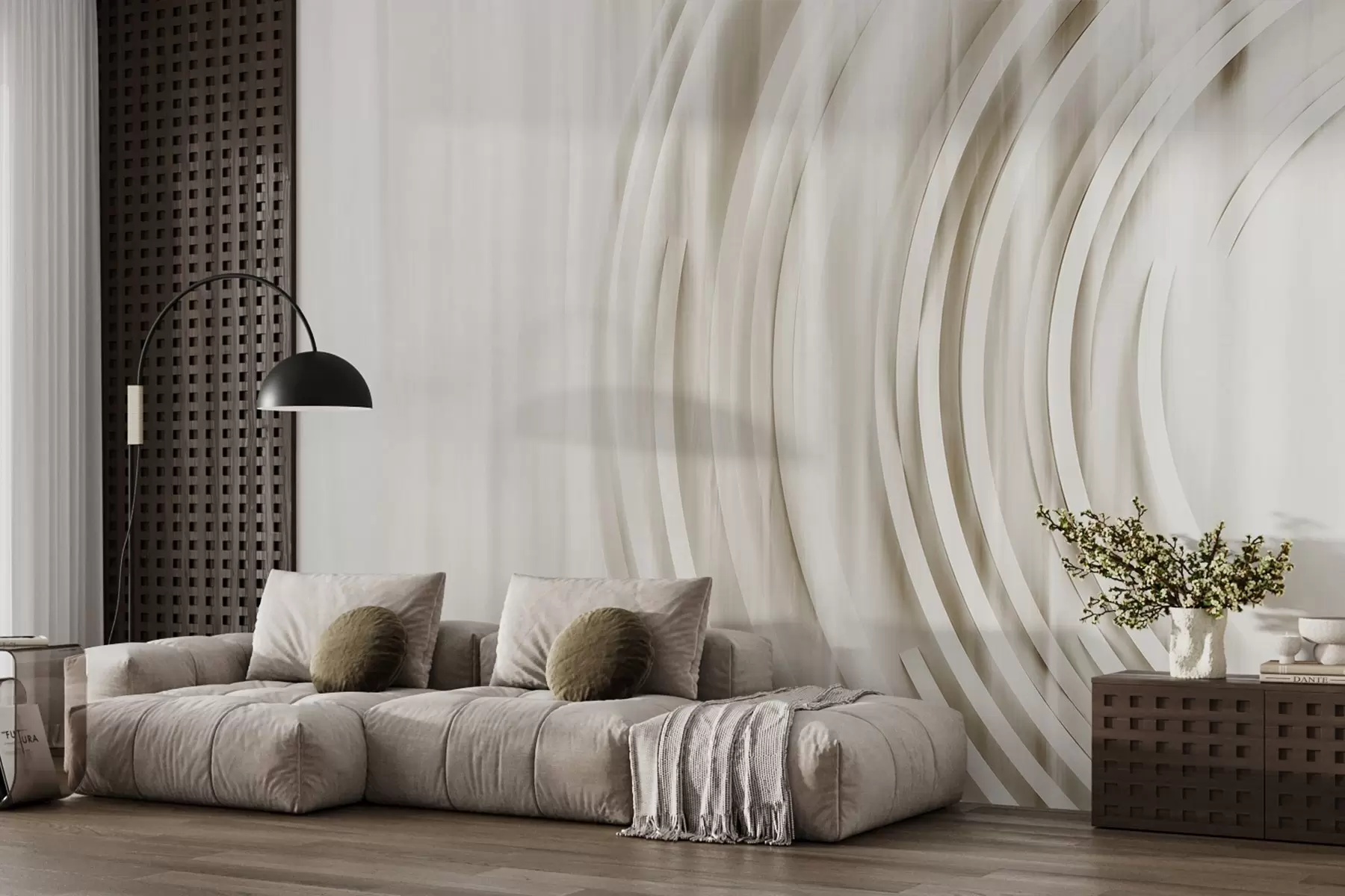 Fotobehang Abstracte chaotische ringen w08929v3