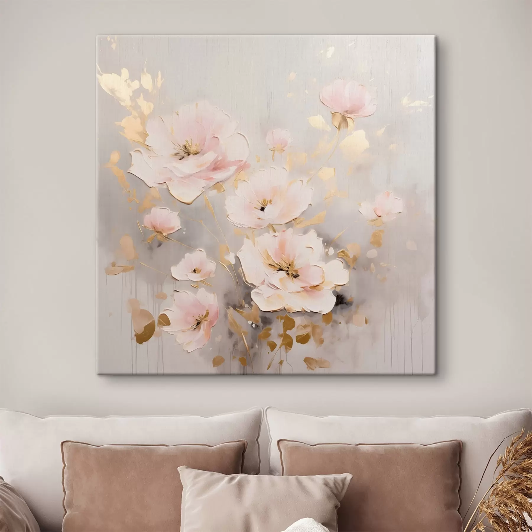  Schilderijen Roze elegante bloemen in schilderstijl s43372
