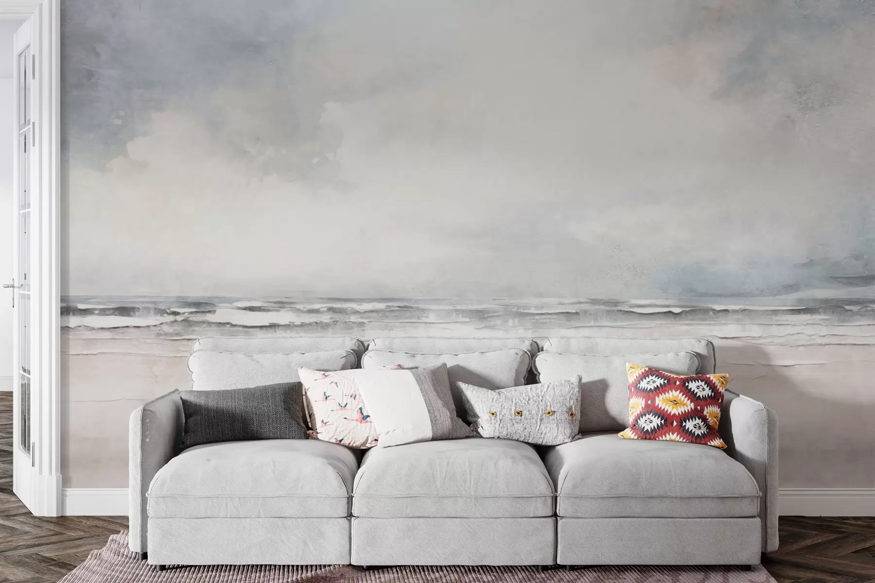 Fotobehang Abstracte horizon van lucht en zee die elkaar ontmoeten w03441