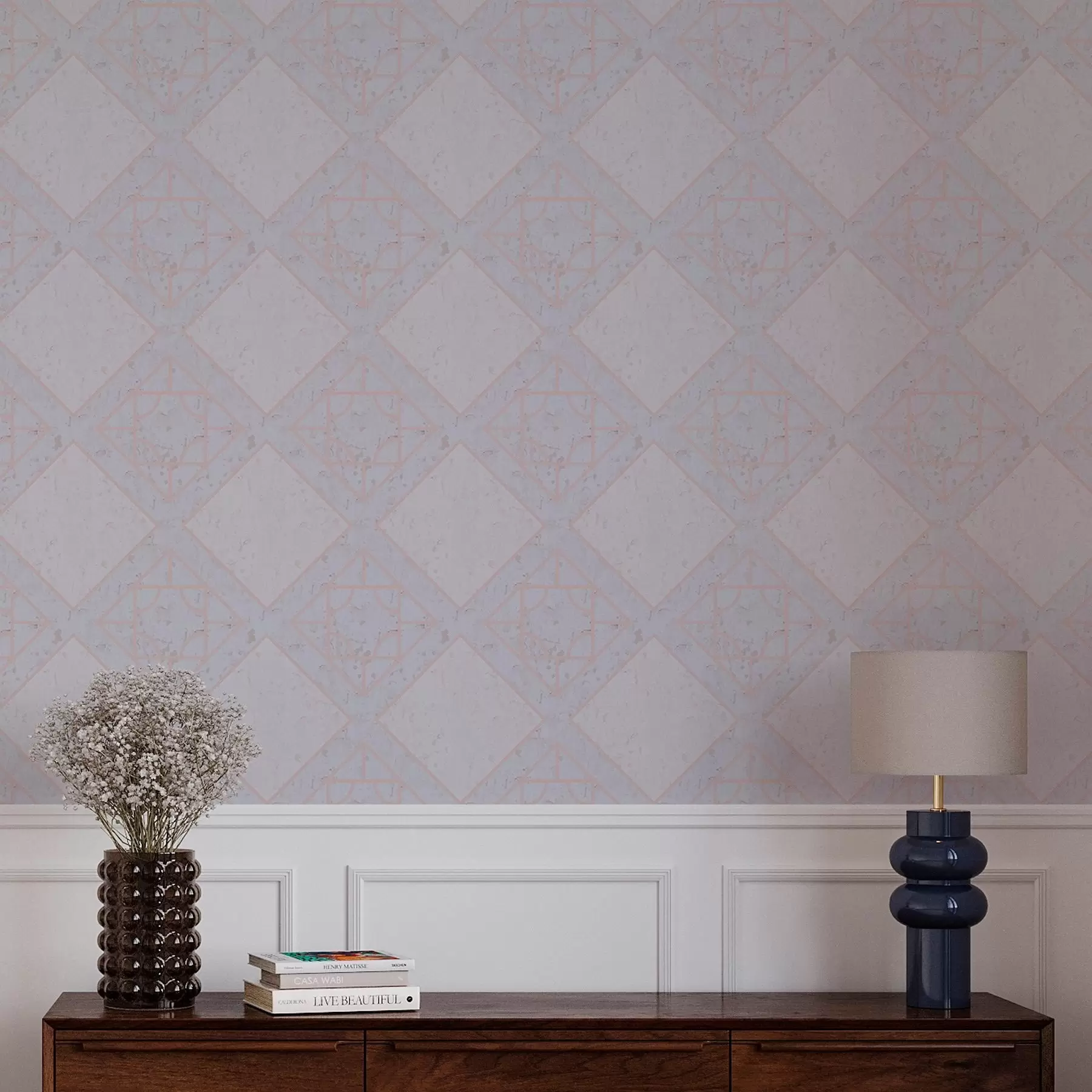 Fotobehang Ruiten omringd door roze contour a00010v2