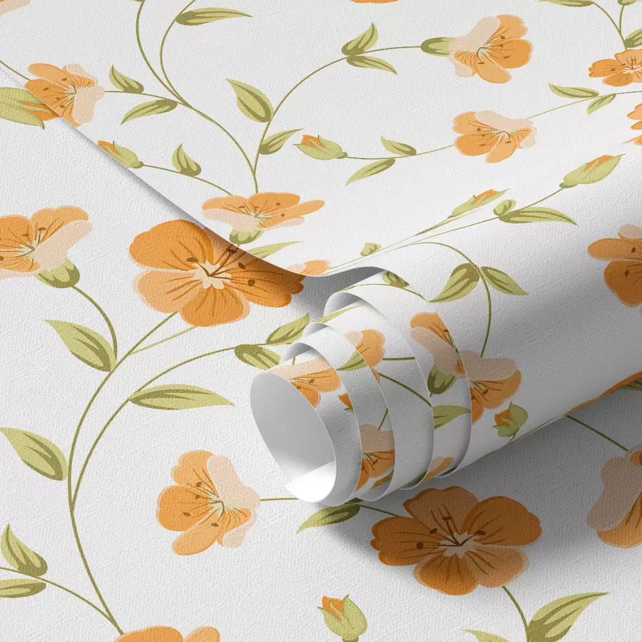 Fotobehang Oranje bloemen op witte achtergrond a00015