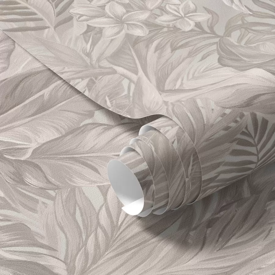 Fotobehang Tropische bloemen en bladeren in pastelkleuren a00024