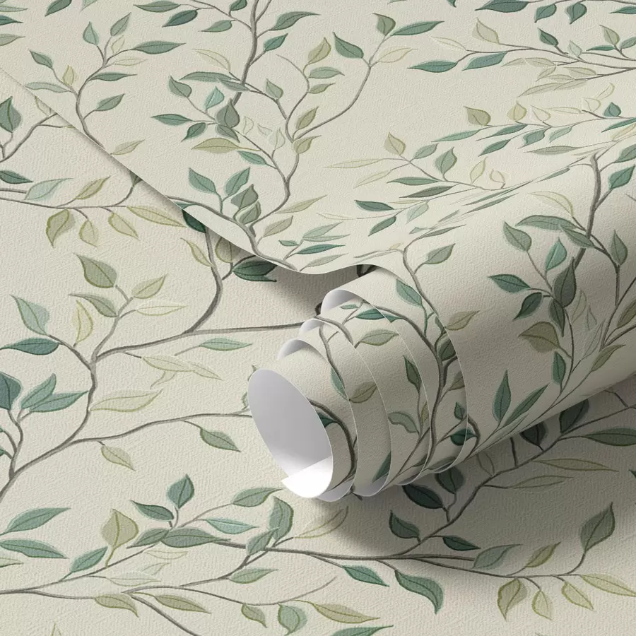 Fotobehang Zacht gedraaide twijgen met bladeren a00071