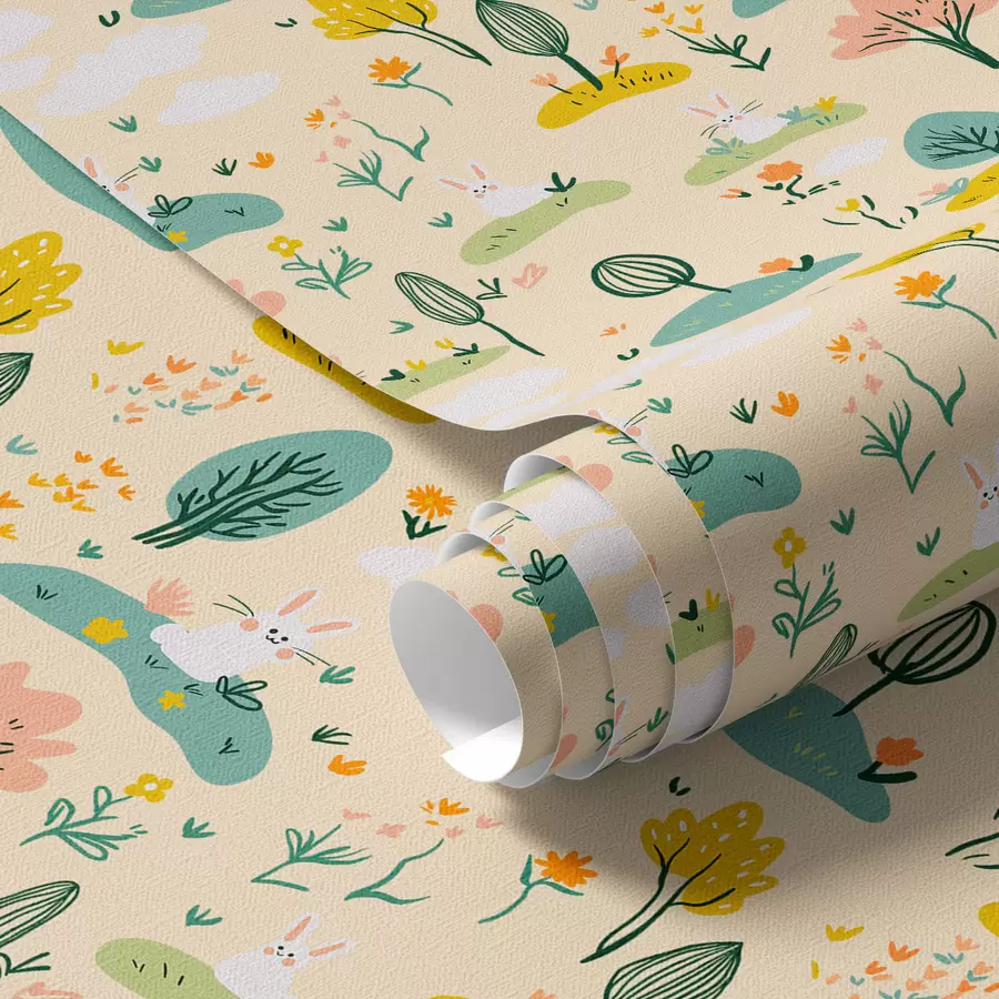 Fotobehang Kleine bomen en konijnen a00081