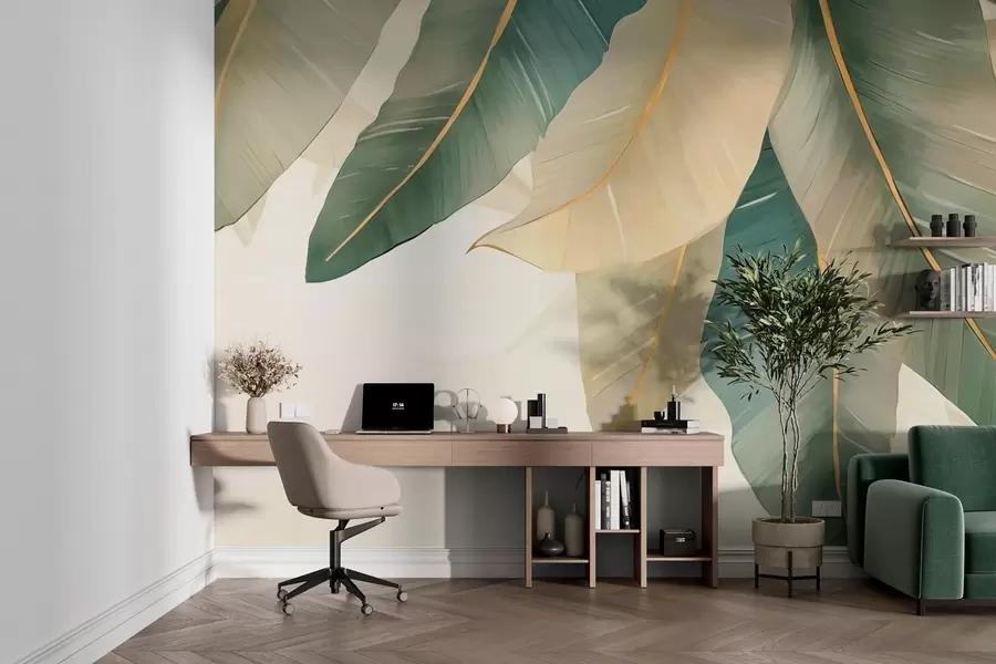 Fotobehang Groene tropische bladeren w03433