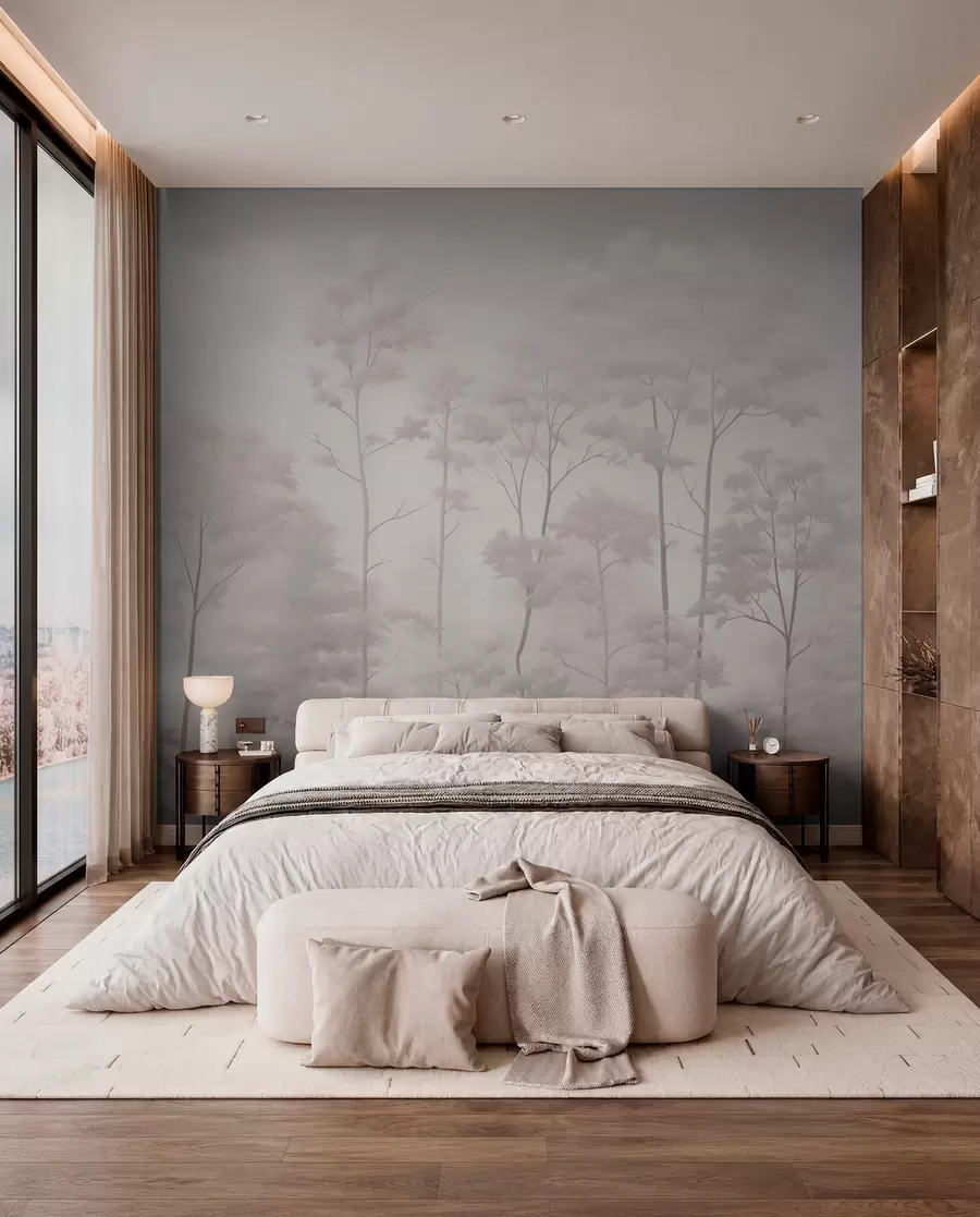 Fotobehang Trendy bos in delicate lichte pastelkleuren w03525