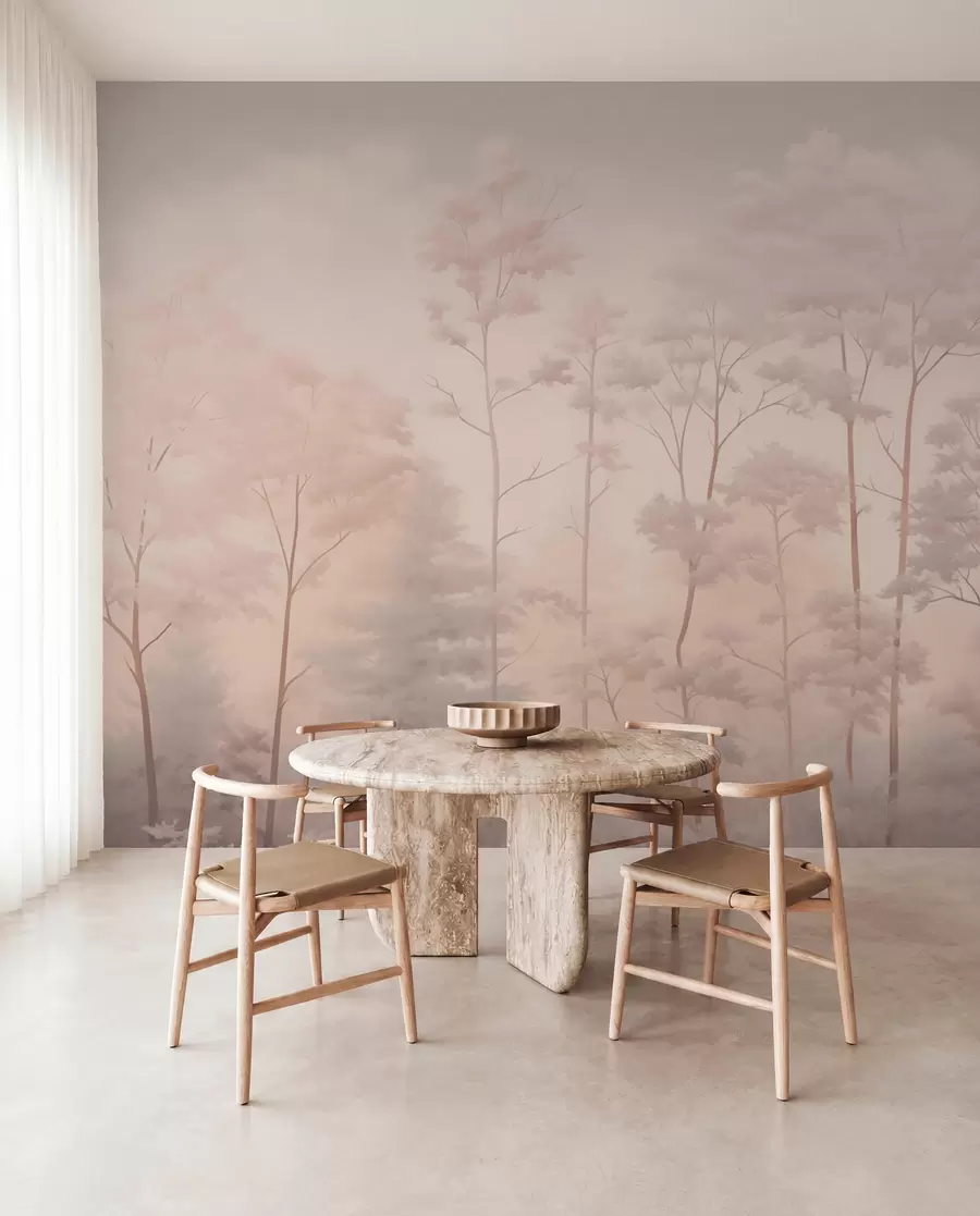 Fotobehang Trendy bos in zachte pastelkleuren w03525v1