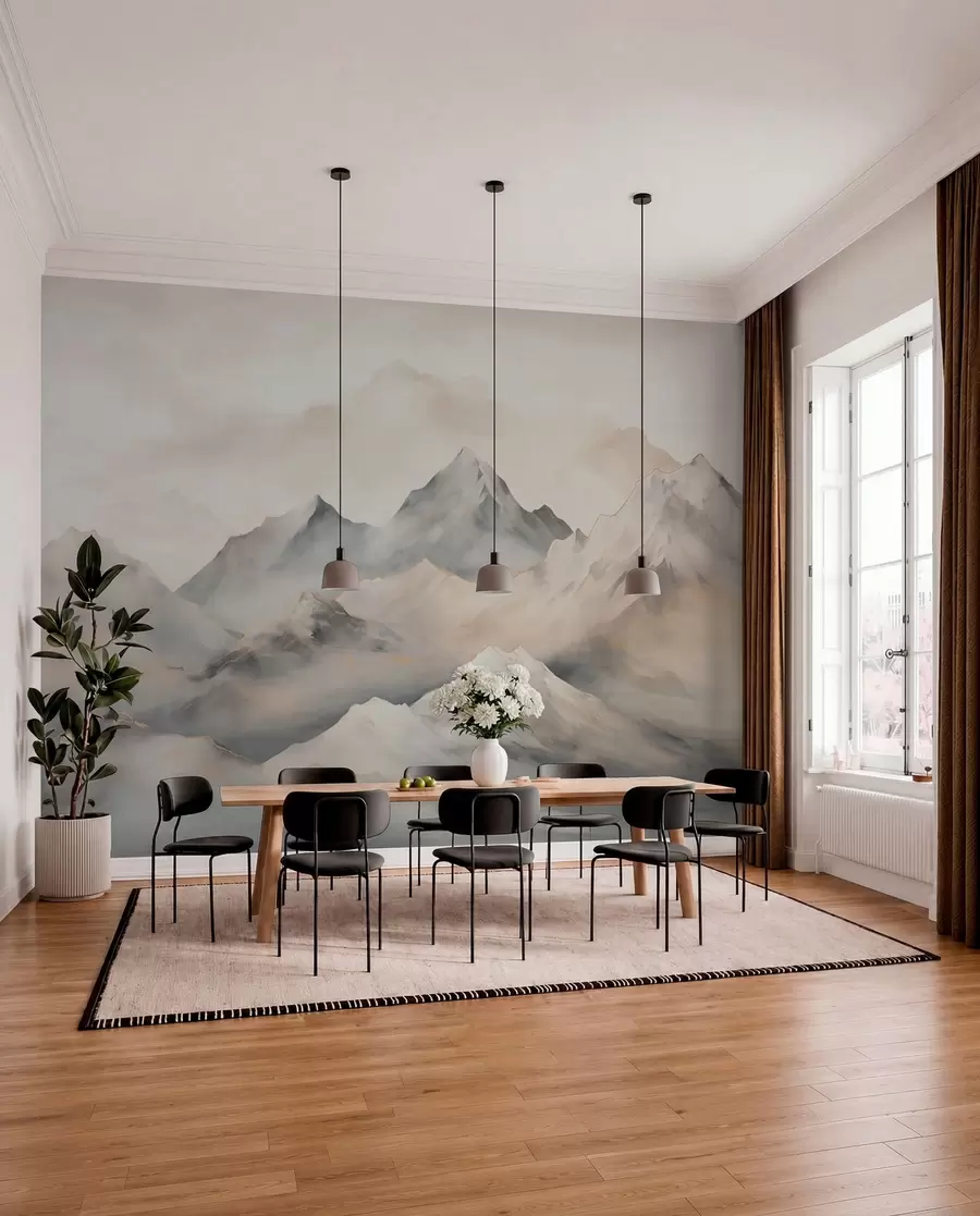 Fotobehang Nevelige bergen w03519