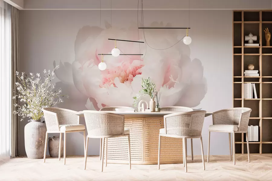 Fotobehang Witte pioenroos w03490