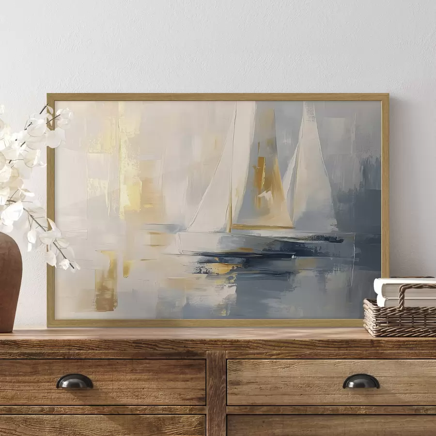 Fotobehang Zeilen in bleekgoud f43500