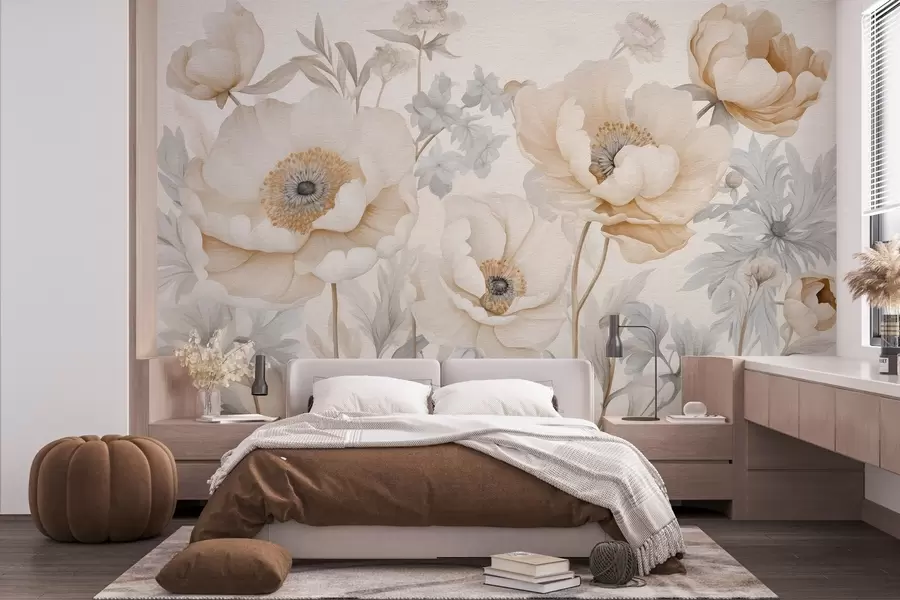 Fotobehang Aquarel geschilderd boeket bloemen w03555v2