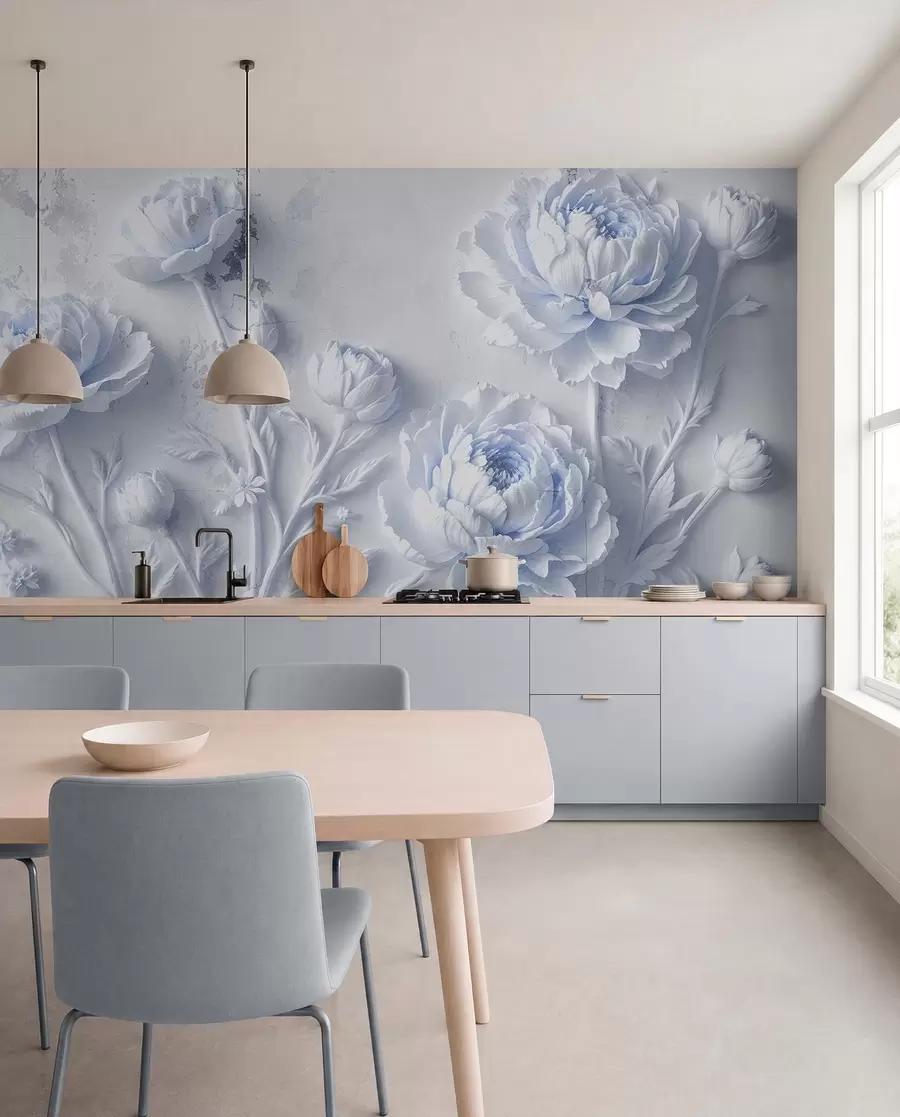 Fotobehang Bloemen op een betonnen achtergrond grunge stijl w03553v1