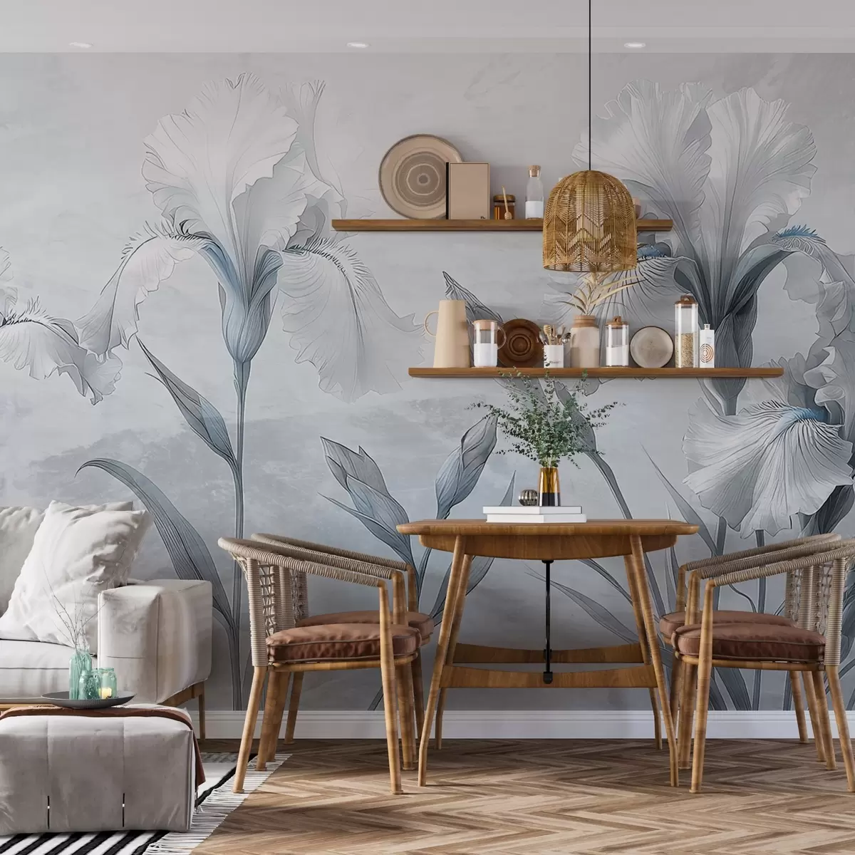 Fotobehang Delicate irissen tekenen op de muur w03556v2