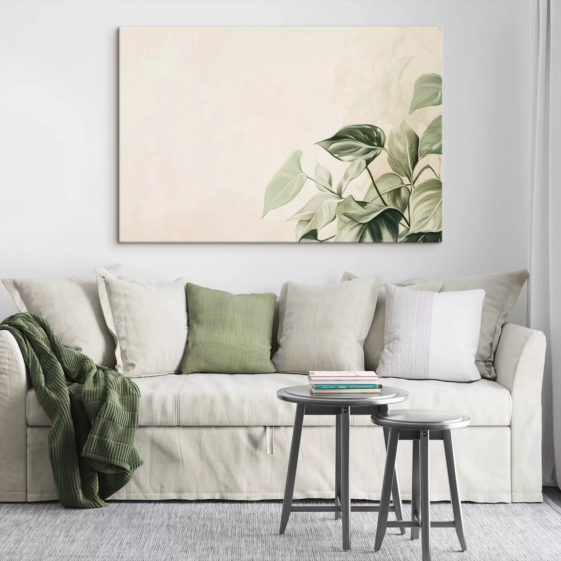  Schilderijen Palmbladeren, potlood tekening, tropisch, groen s43509