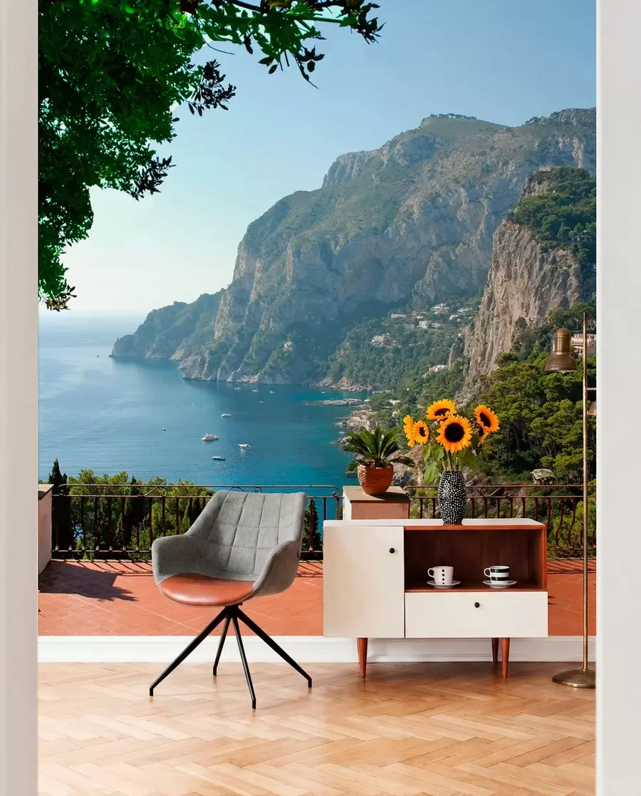 Fotobehang Terras boven de blauwe zee u53438