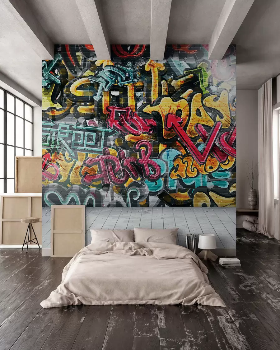 Fotobehang Graffiti in volle kleur u56045