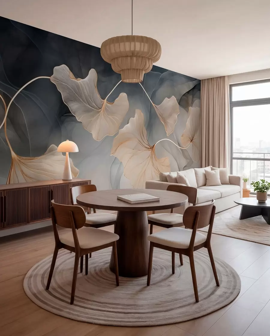Fotobehang Abstracte afbeelding van ginkgo w03511