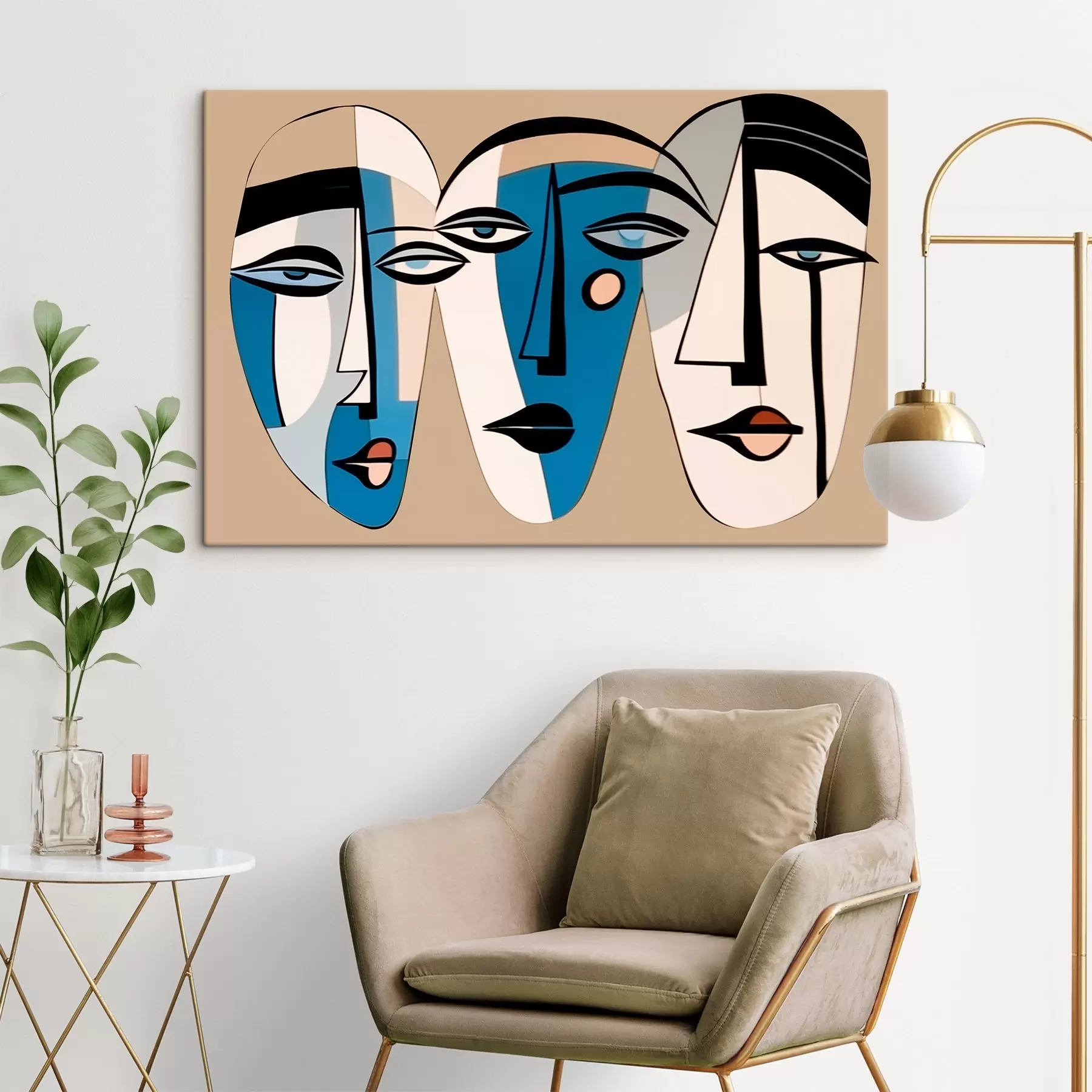  Schilderijen Abstract portret van een kat in geometrische stijl s43526