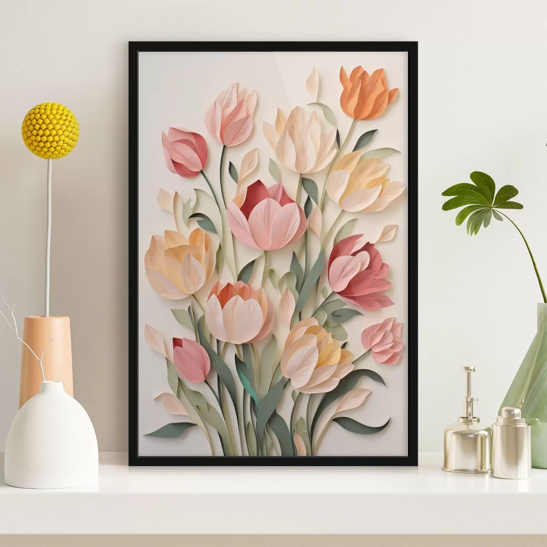 Fotobehang Bloeiende papieren tulpen f43567