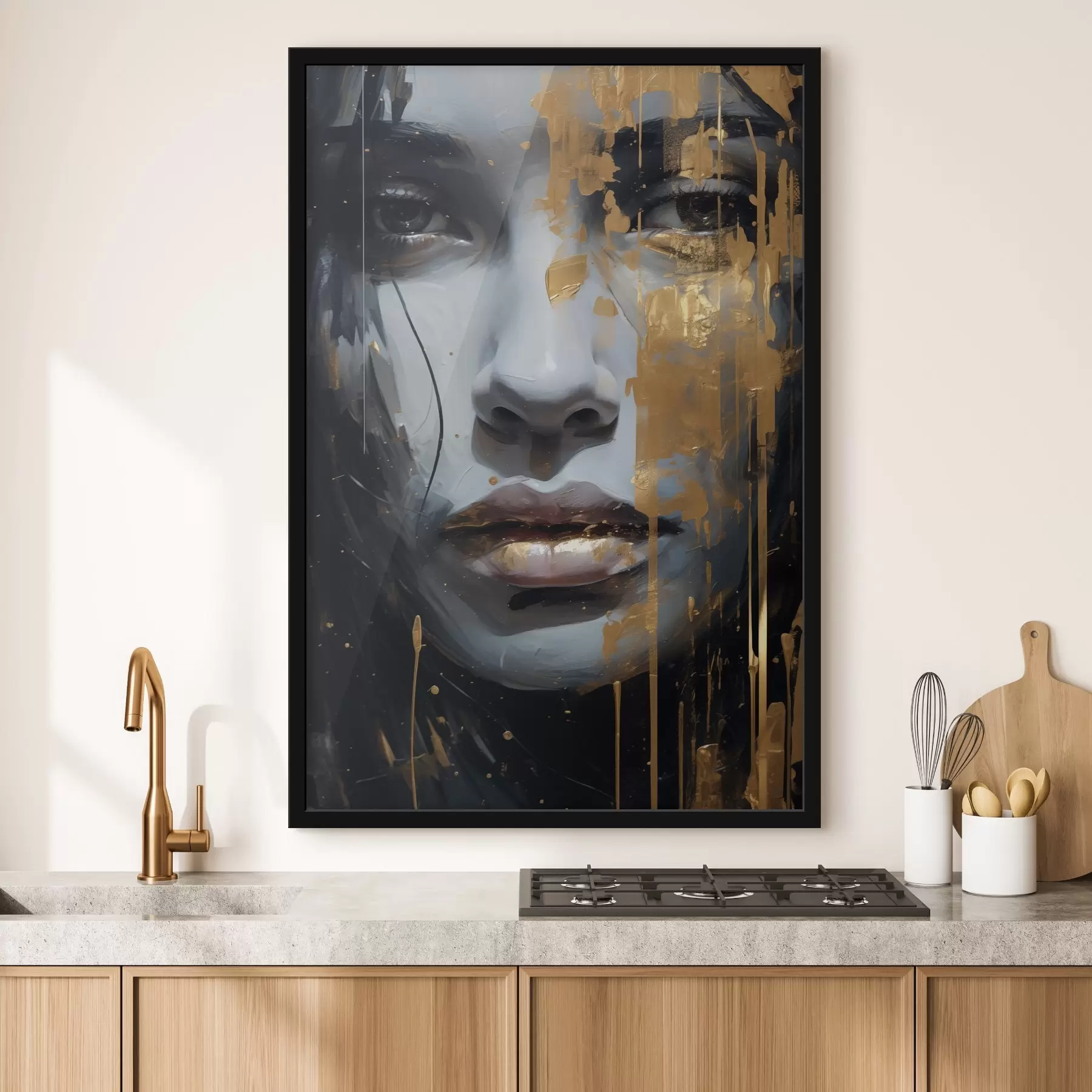 Fotobehang Enigmatisch geschilderd gezicht f43572