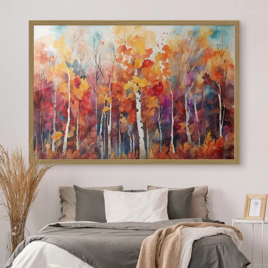 Fotobehang Berkenbos in stijl aquarel schilderij f43447