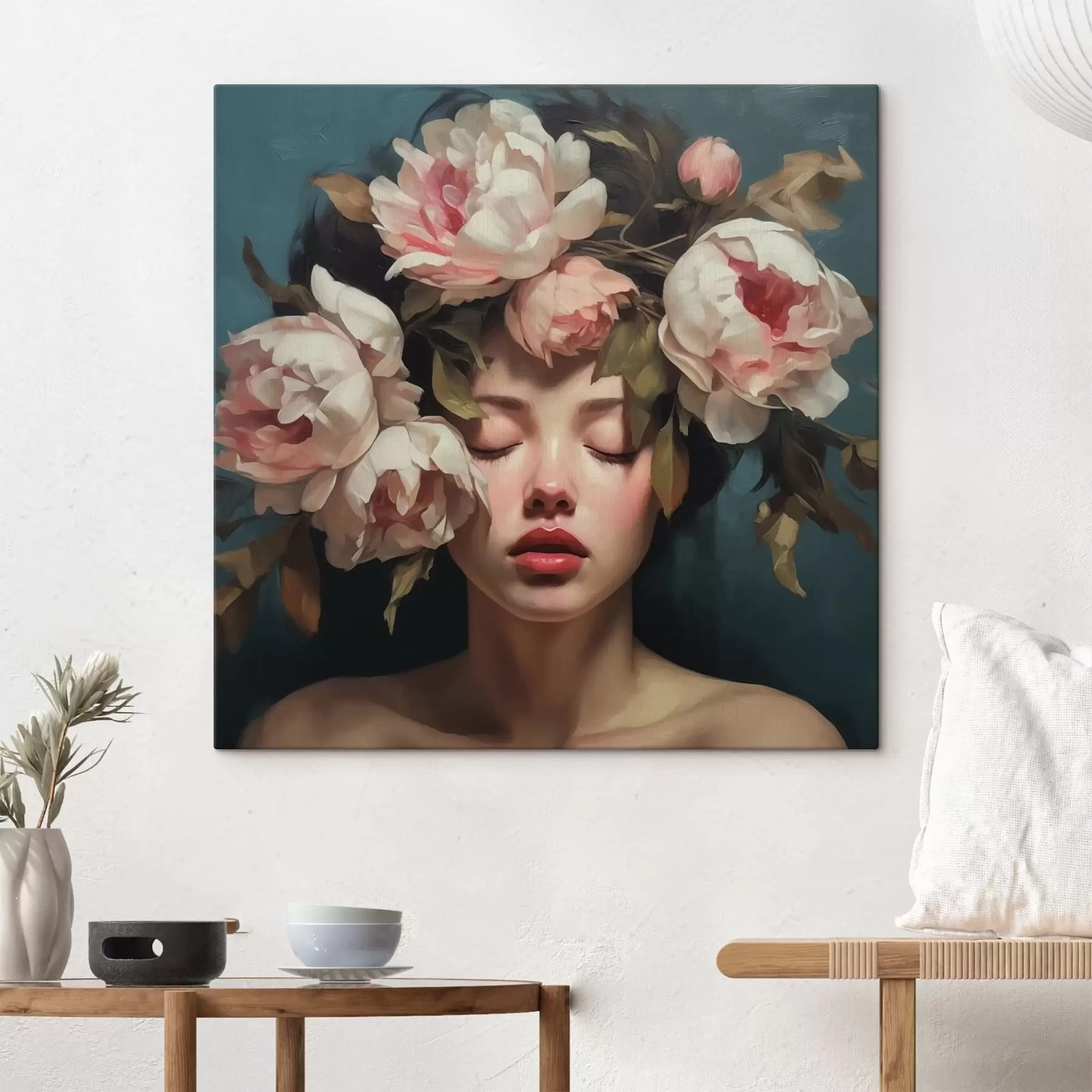  Schilderijen Meisje met bloemenkrans s43250