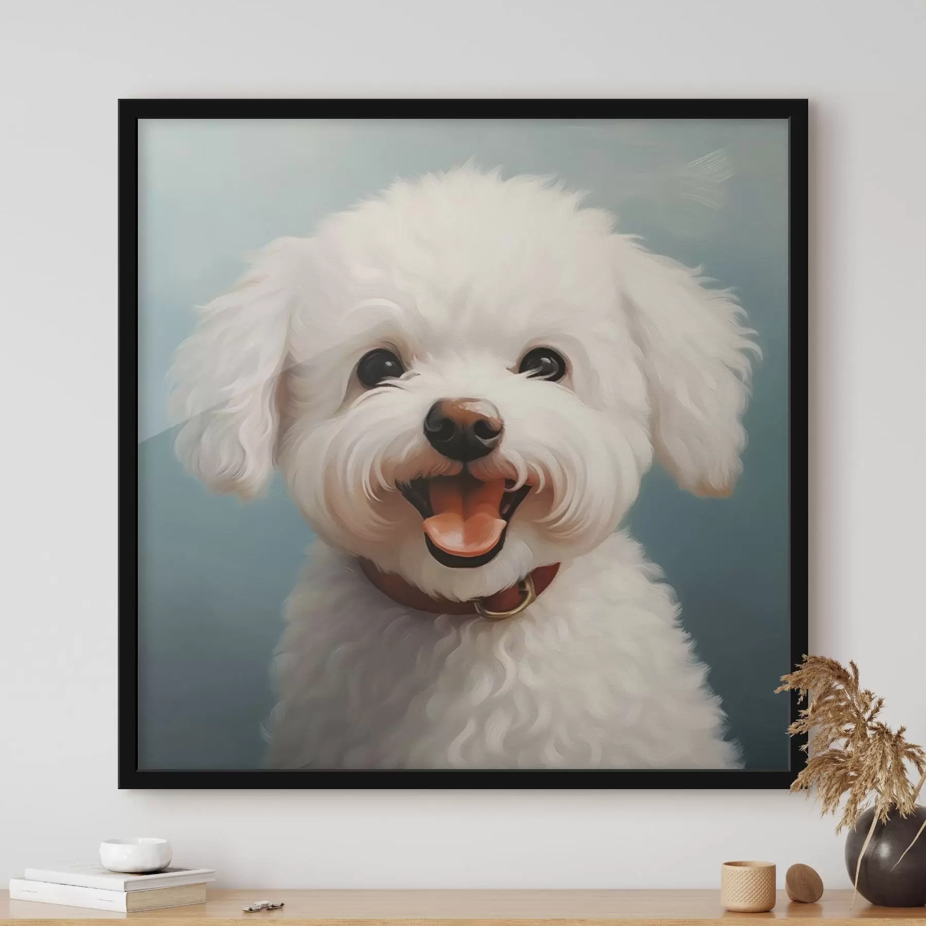 Fotobehang Vrolijke witte hond f43935